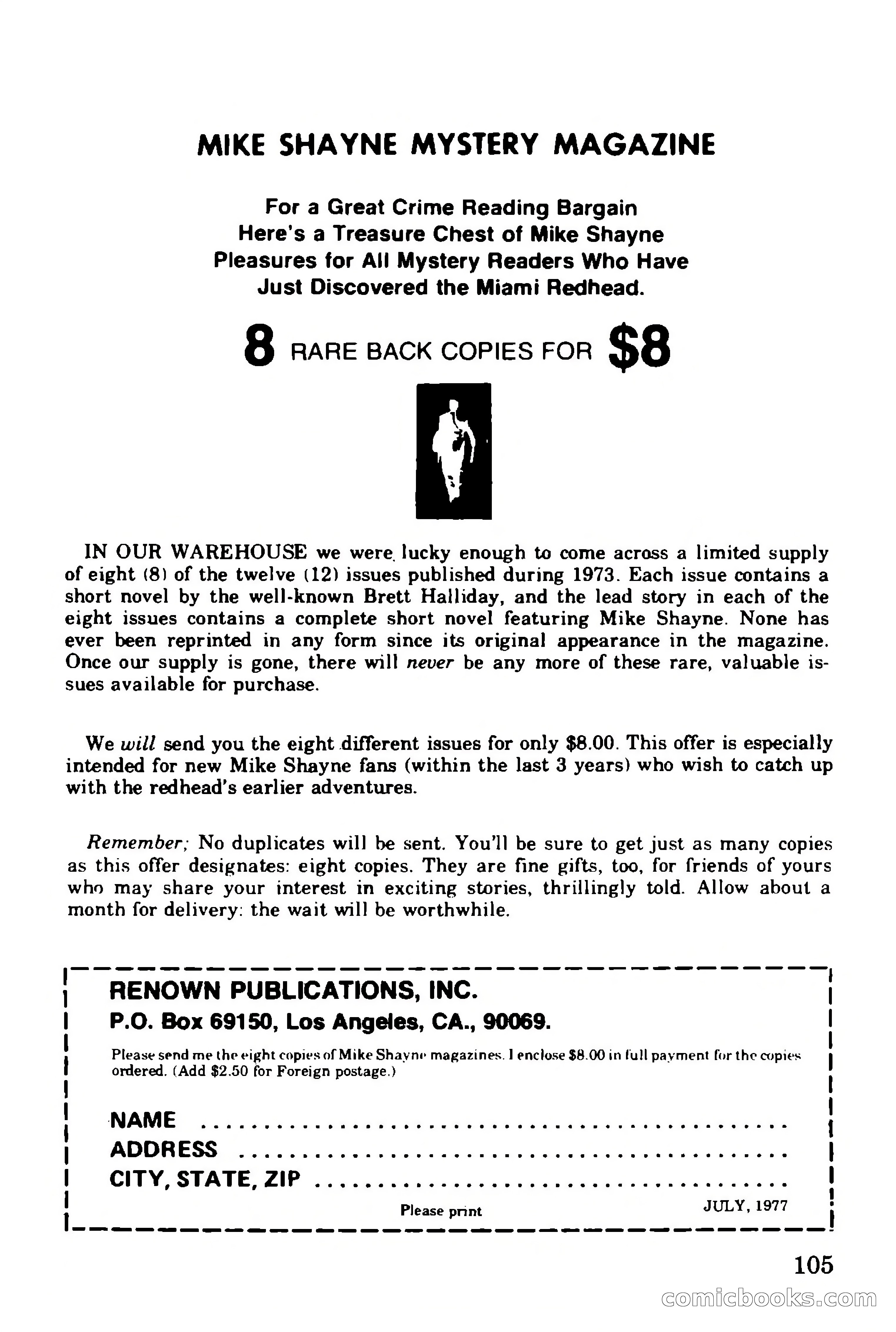 Mike Shayne Mystery Magazine, July 1977 — page 107 of 133
