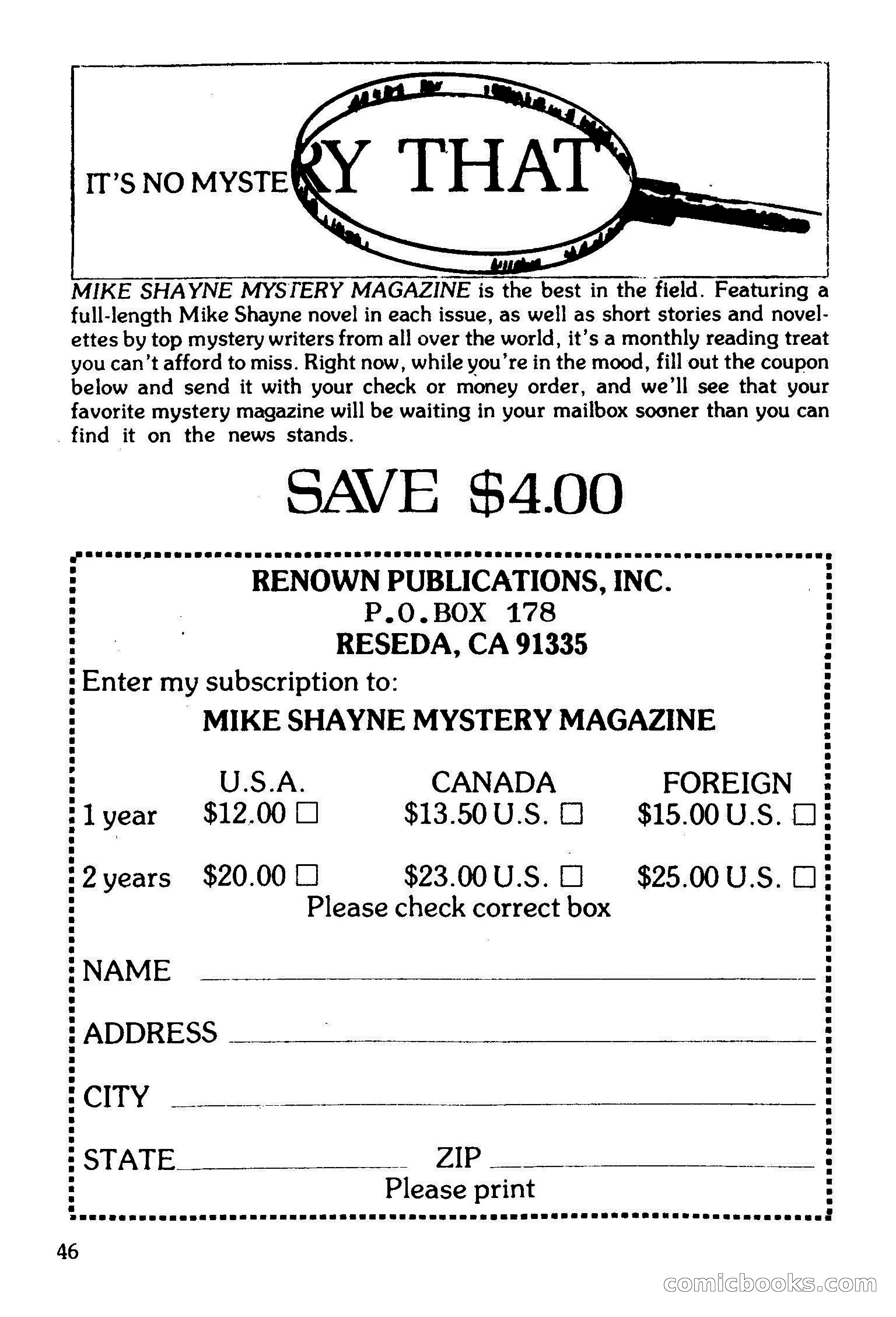 Mike Shayne Mystery Magazine, February 1979 — page 46 of 132