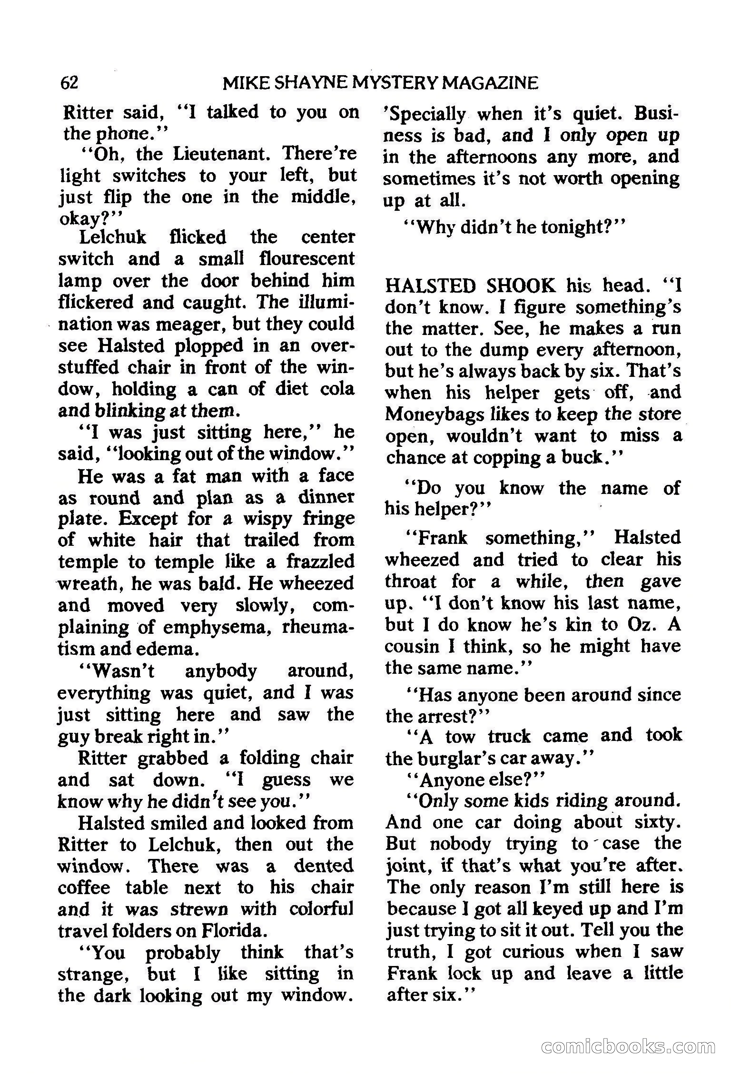 Mike Shayne Mystery Magazine, February 1979 — page 62 of 132