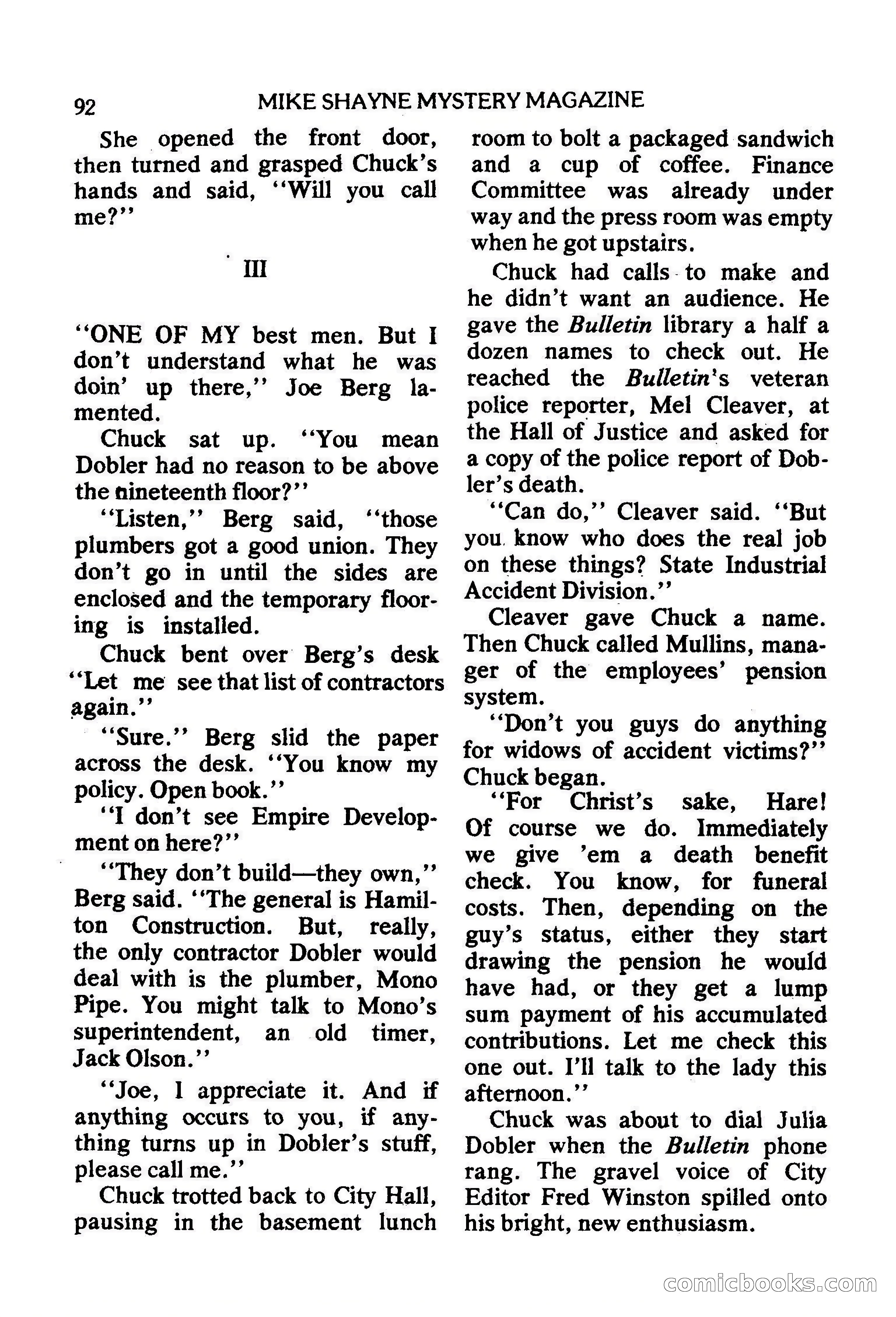 Mike Shayne Mystery Magazine, February 1979 — page 92 of 132