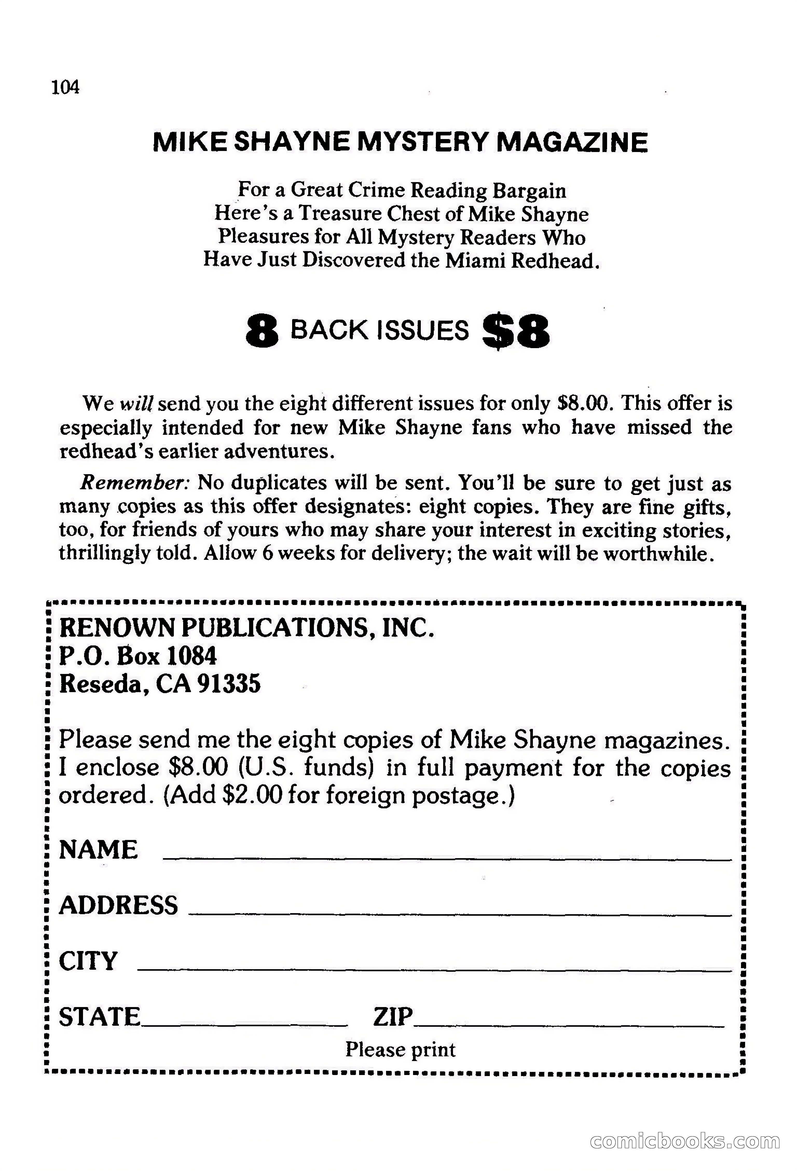 Mike Shayne Mystery Magazine, February 1979 — page 104 of 132
