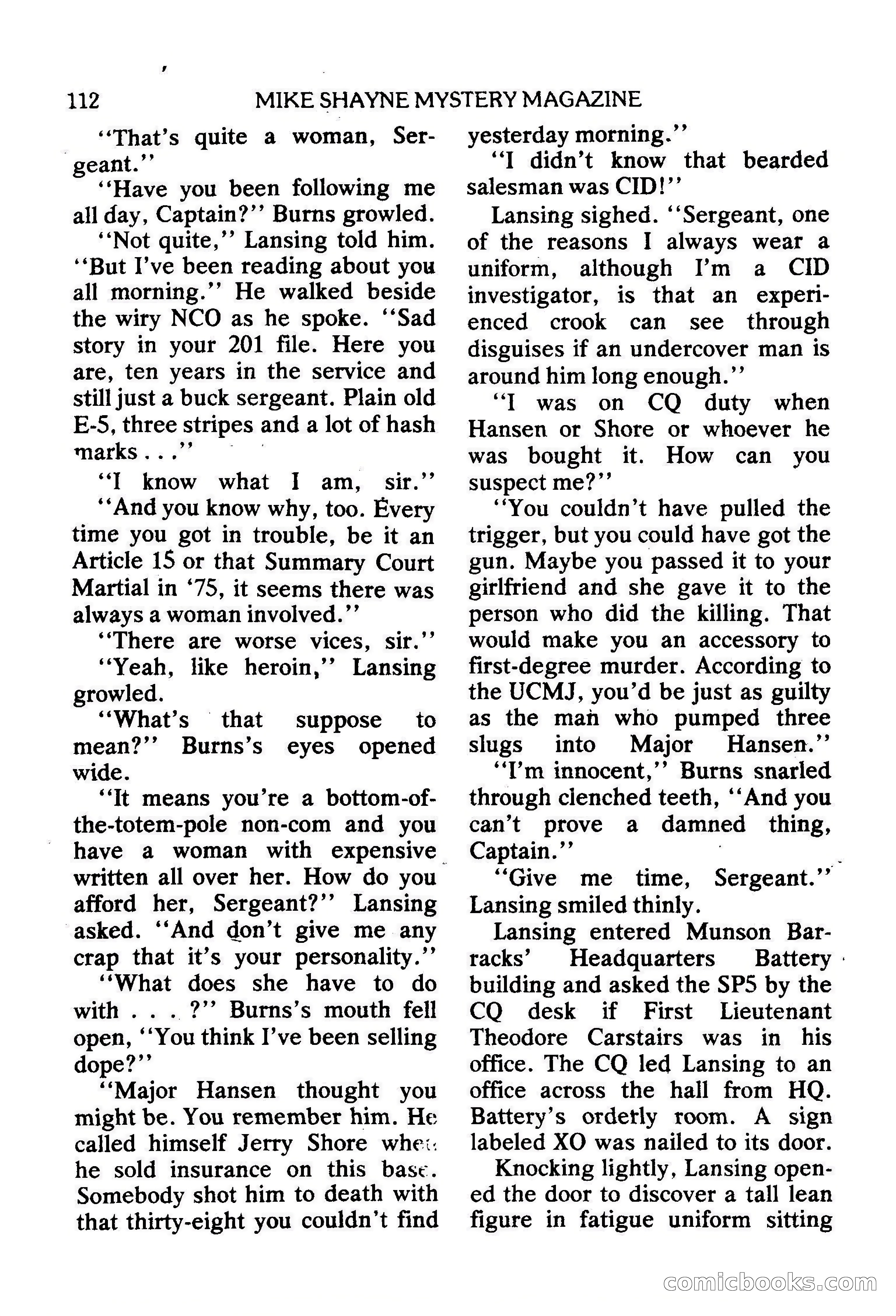 Mike Shayne Mystery Magazine, February 1979 — page 112 of 132