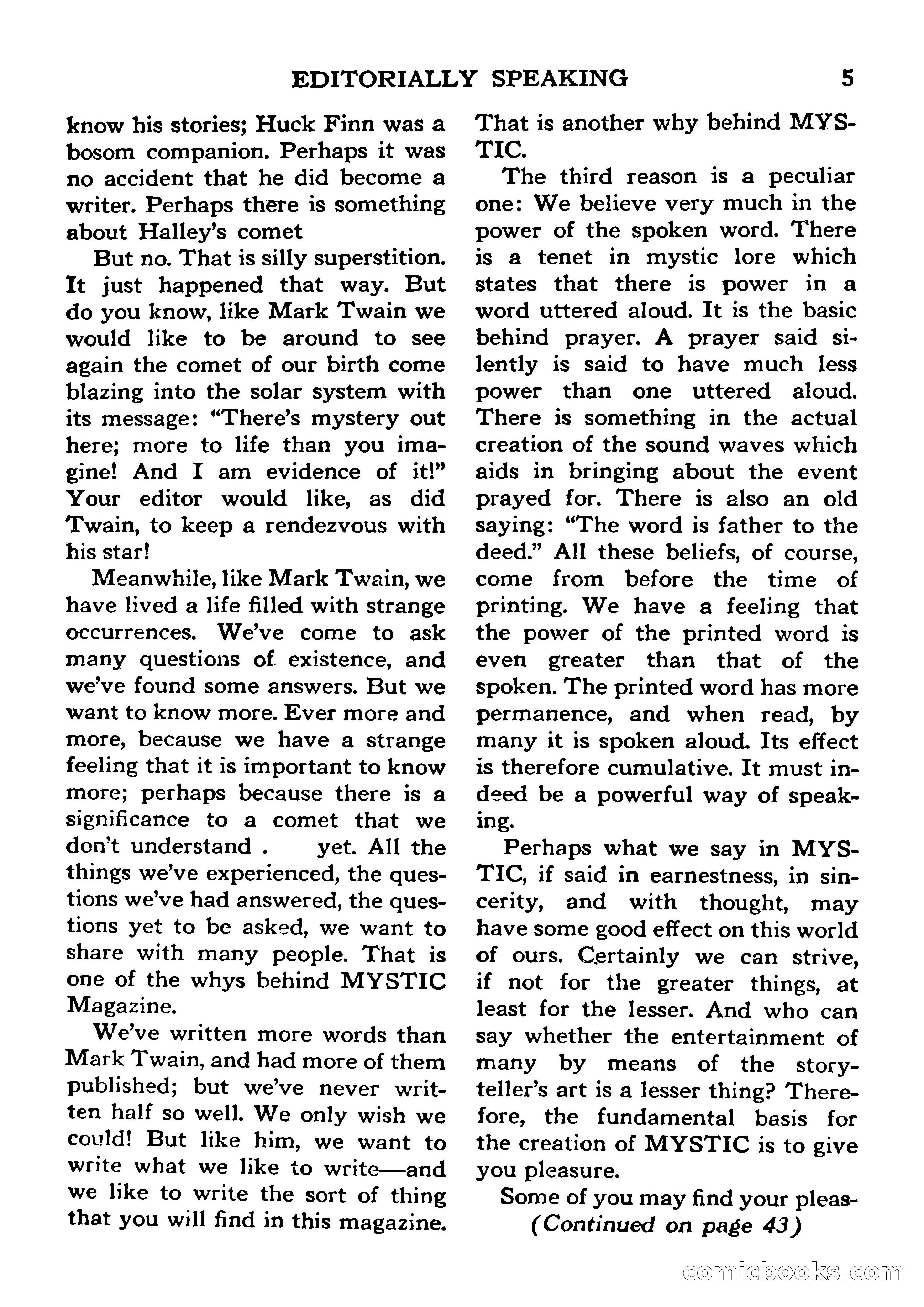 Mystic Magazine, January 1954 — page 5 of 133