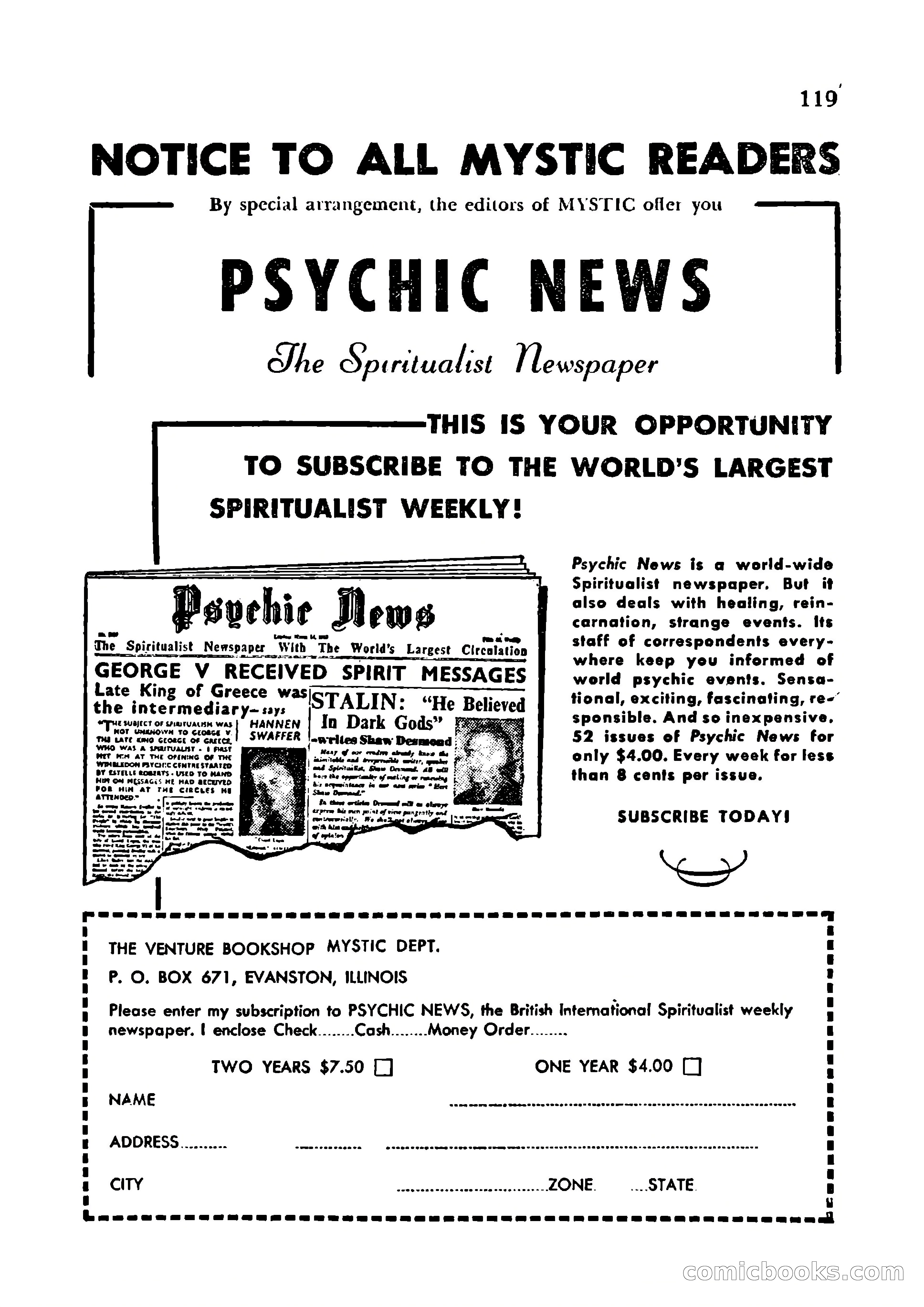 Mystic Magazine, January 1954 — page 119 of 133