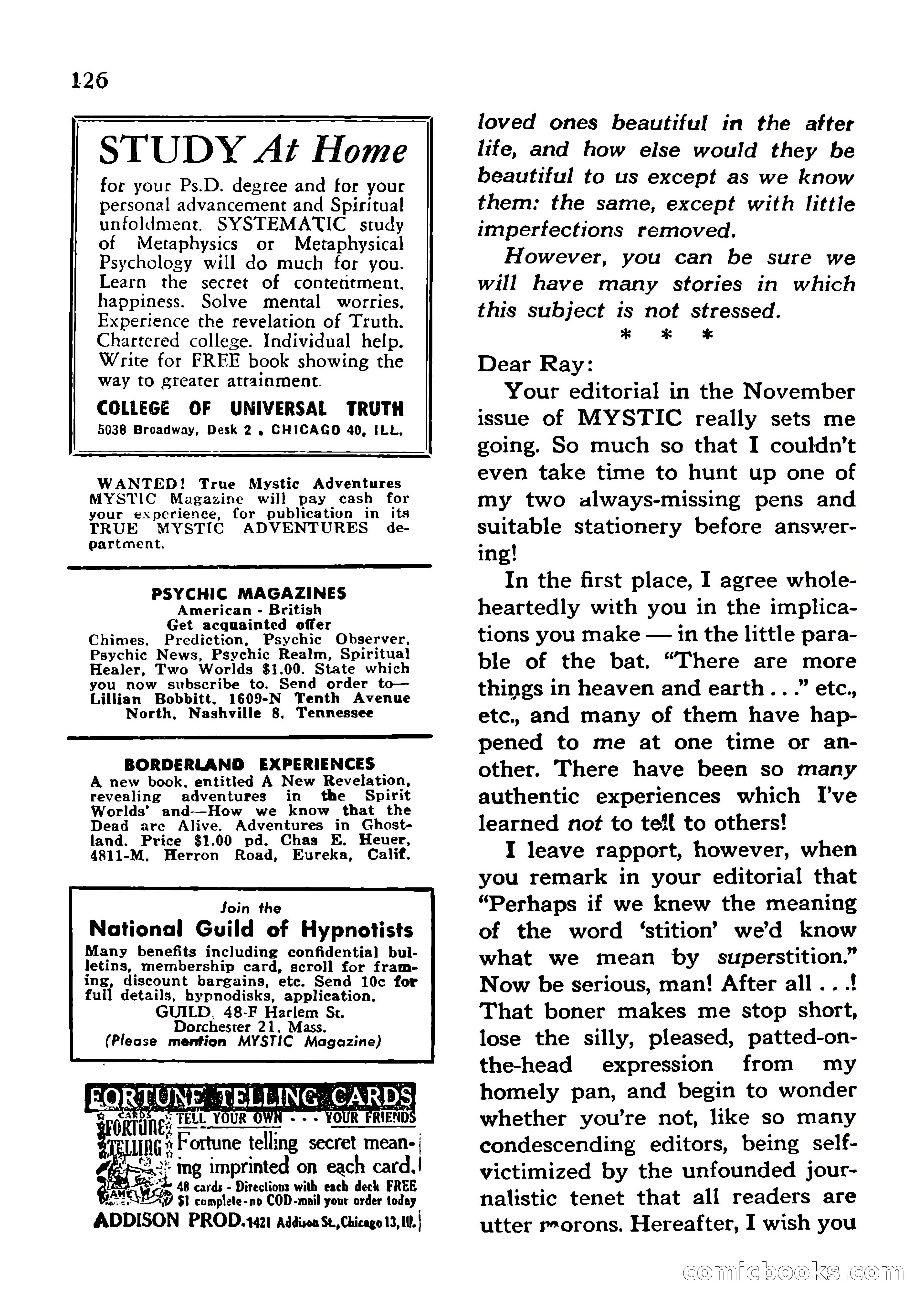 Mystic Magazine, January 1954 — page 126 of 133