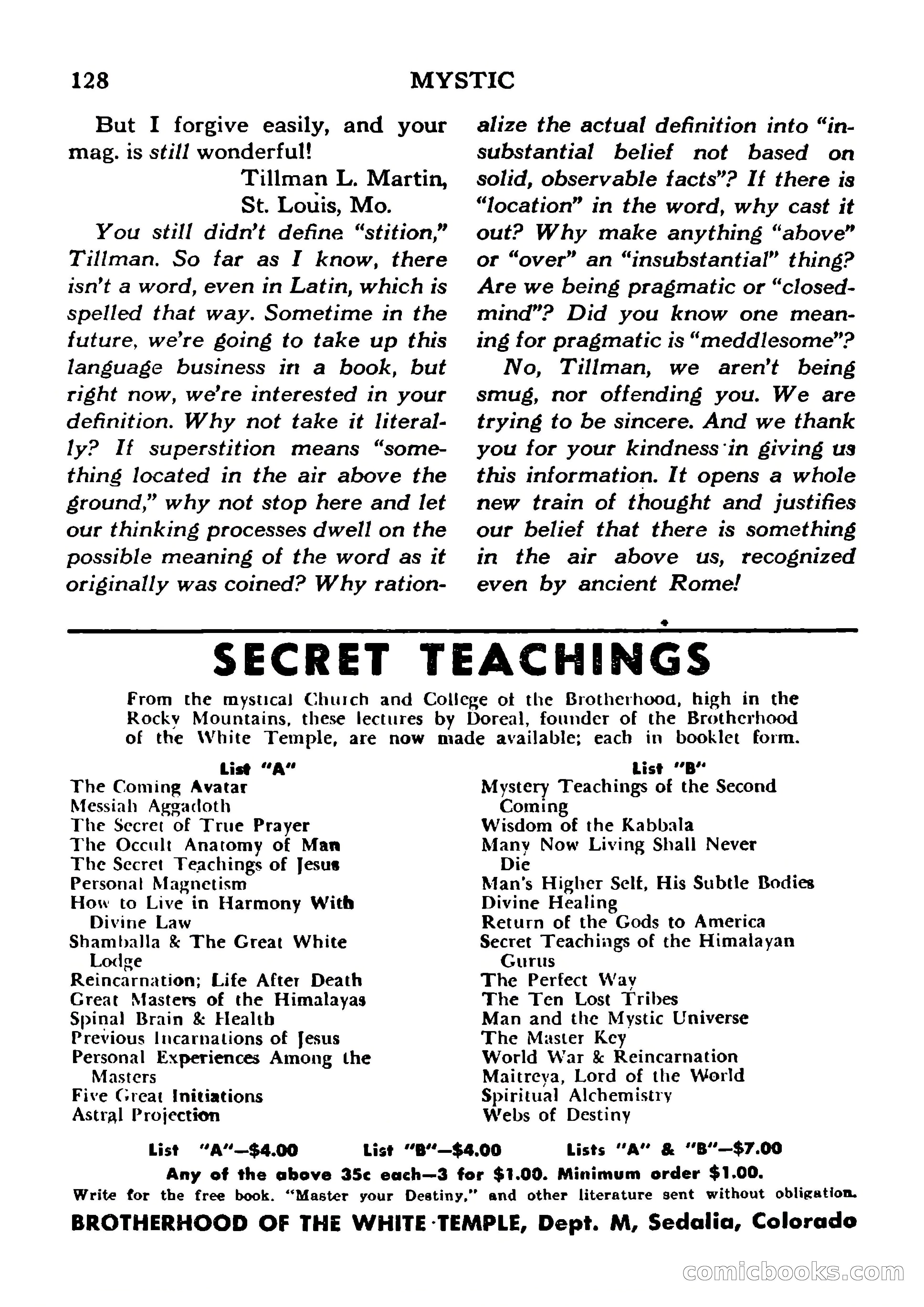 Mystic Magazine, January 1954 — page 128 of 133