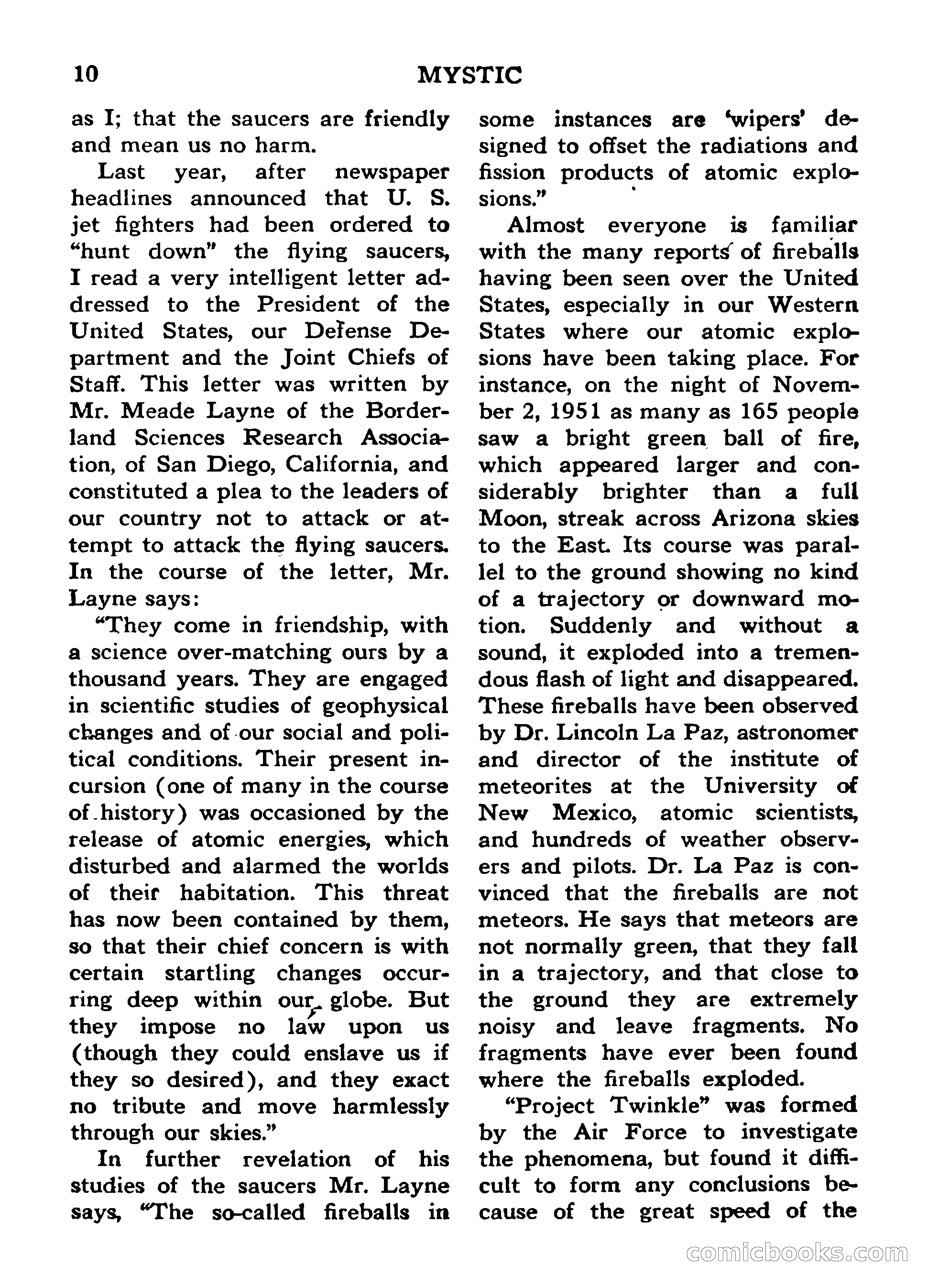 Mystic Magazine, March 1954 — page 10 of 133