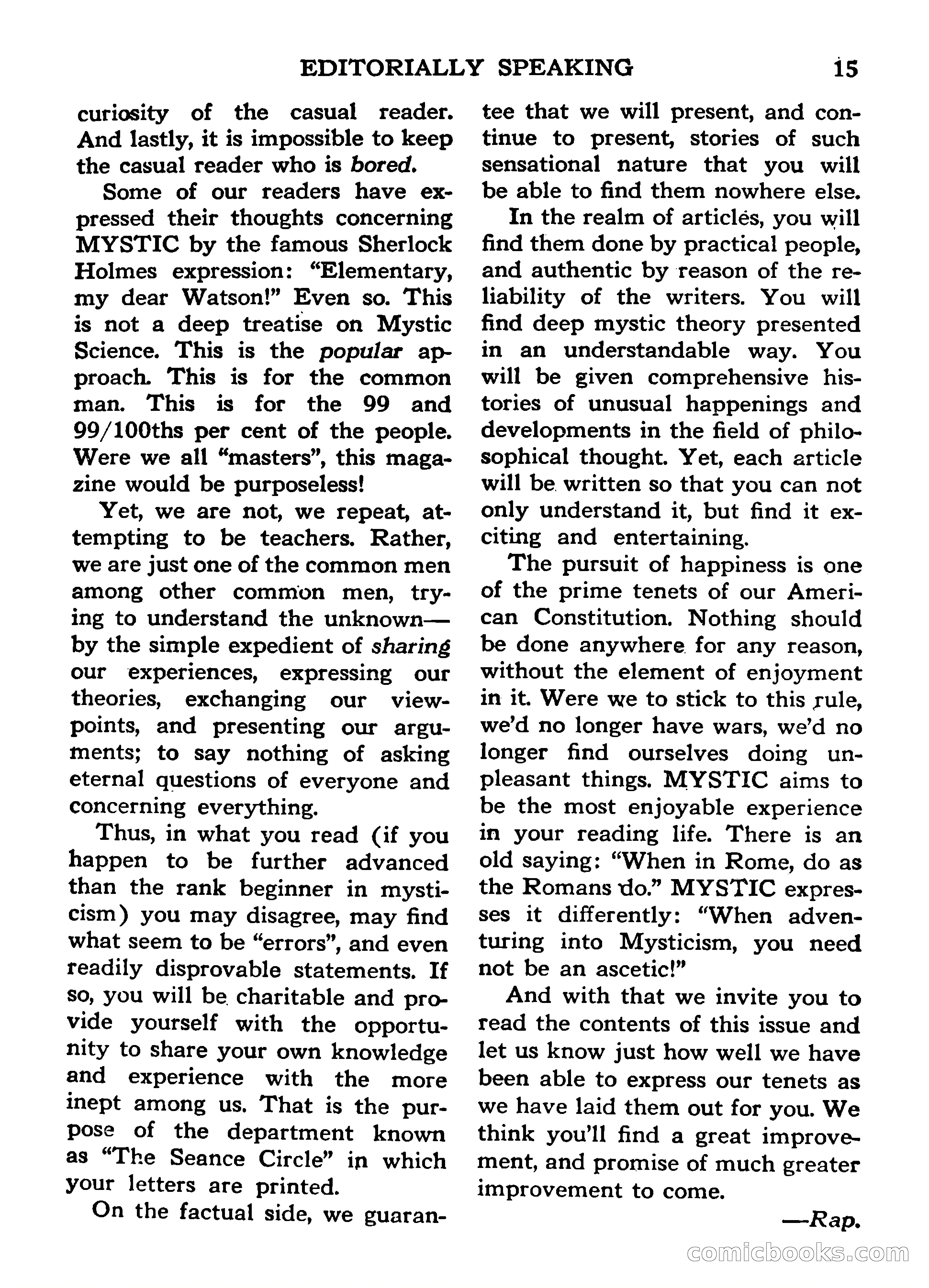 Mystic Magazine, March 1954 — page 15 of 133