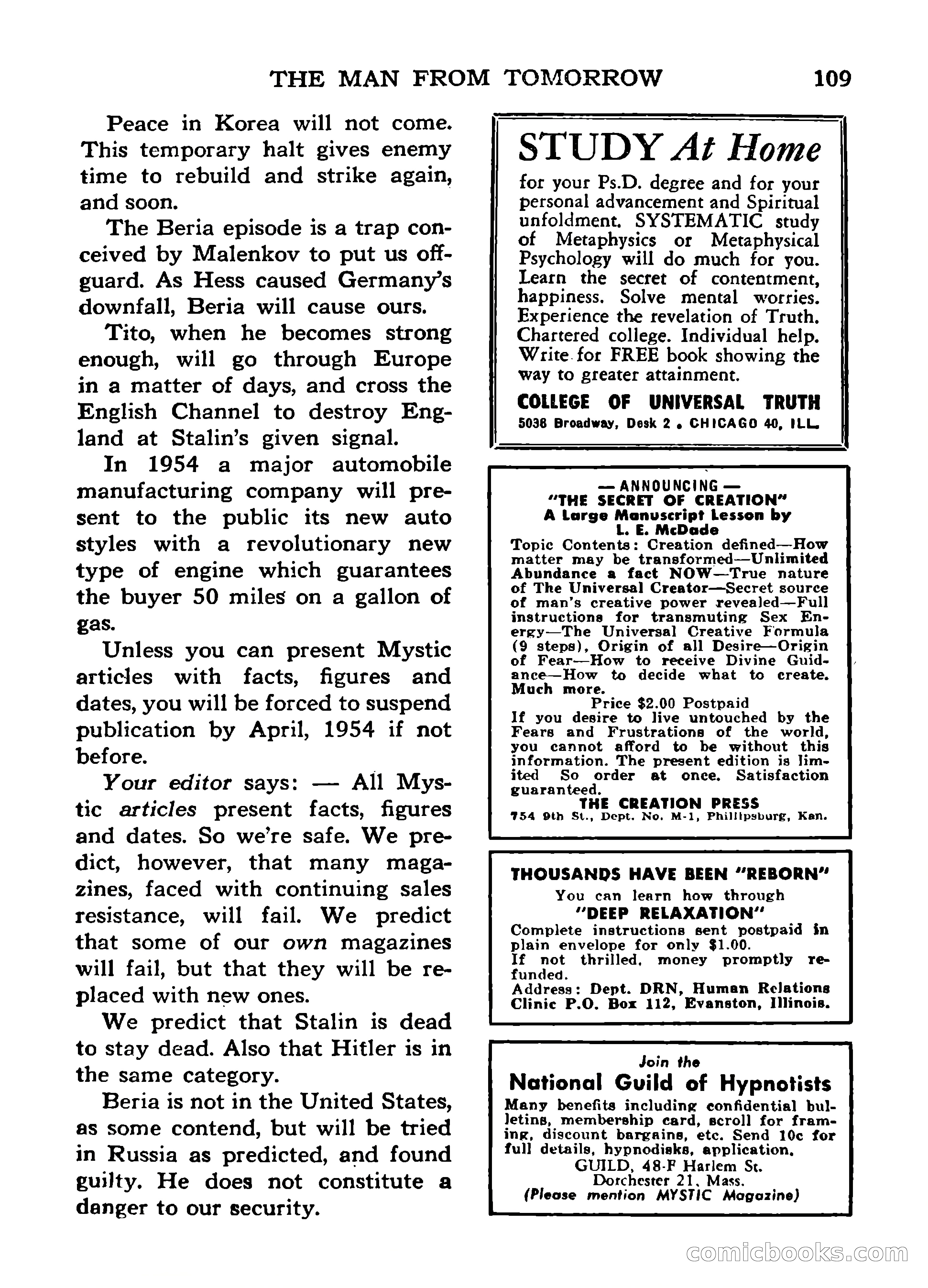 Mystic Magazine, March 1954 — page 109 of 133