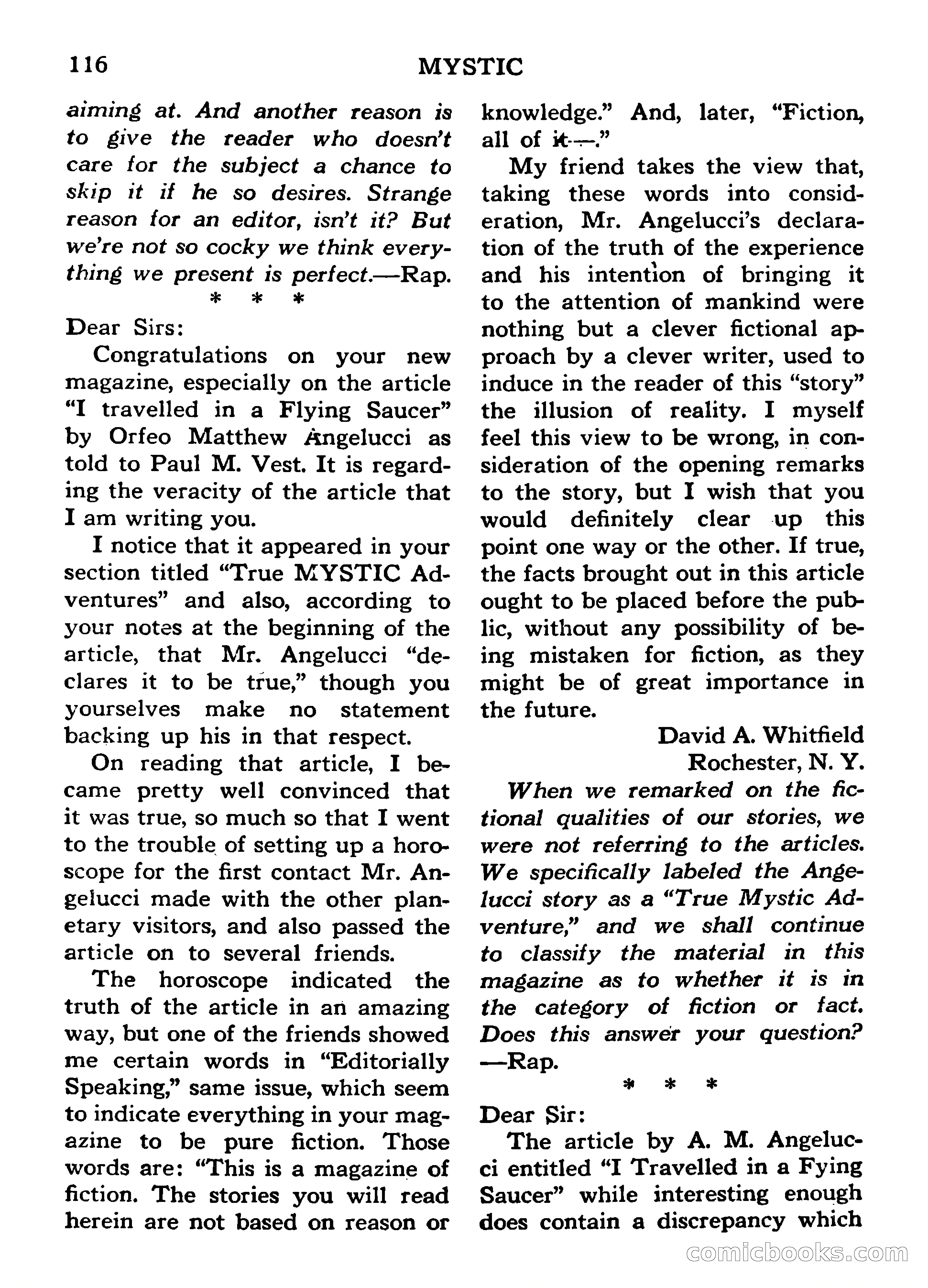 Mystic Magazine, March 1954 — page 116 of 133