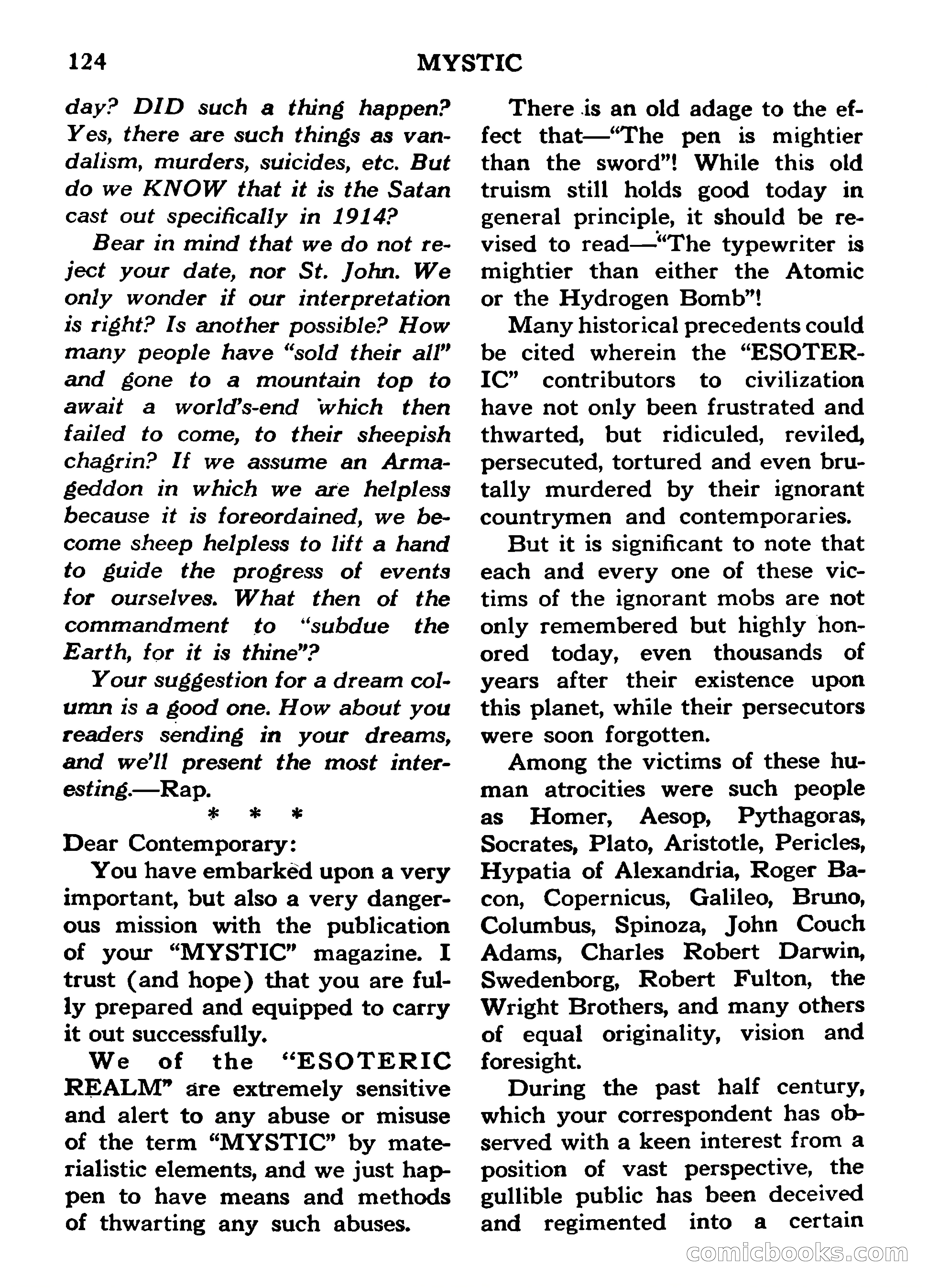 Mystic Magazine, March 1954 — page 124 of 133
