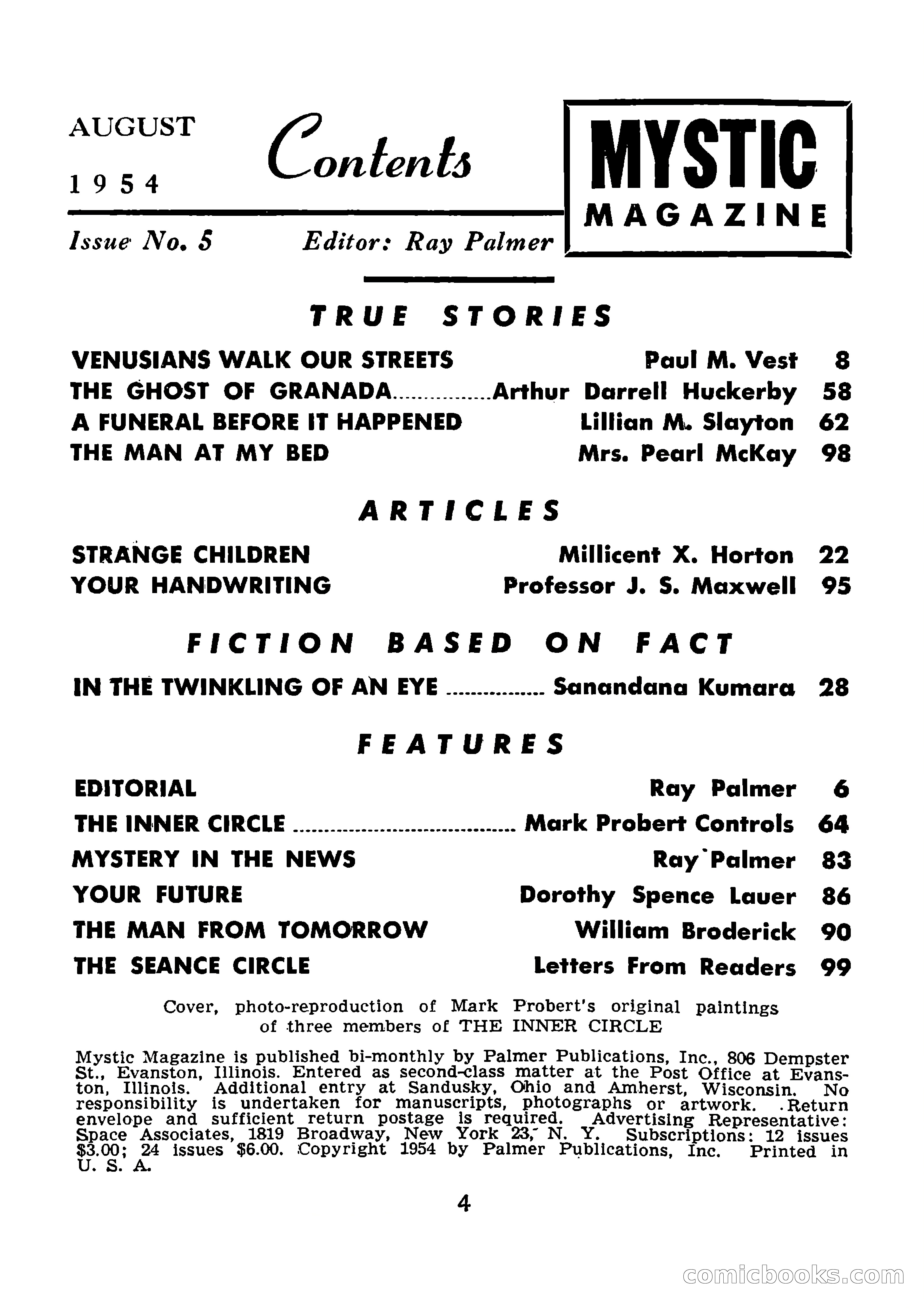 Mystic Magazine, August 1954 — page 4 of 133
