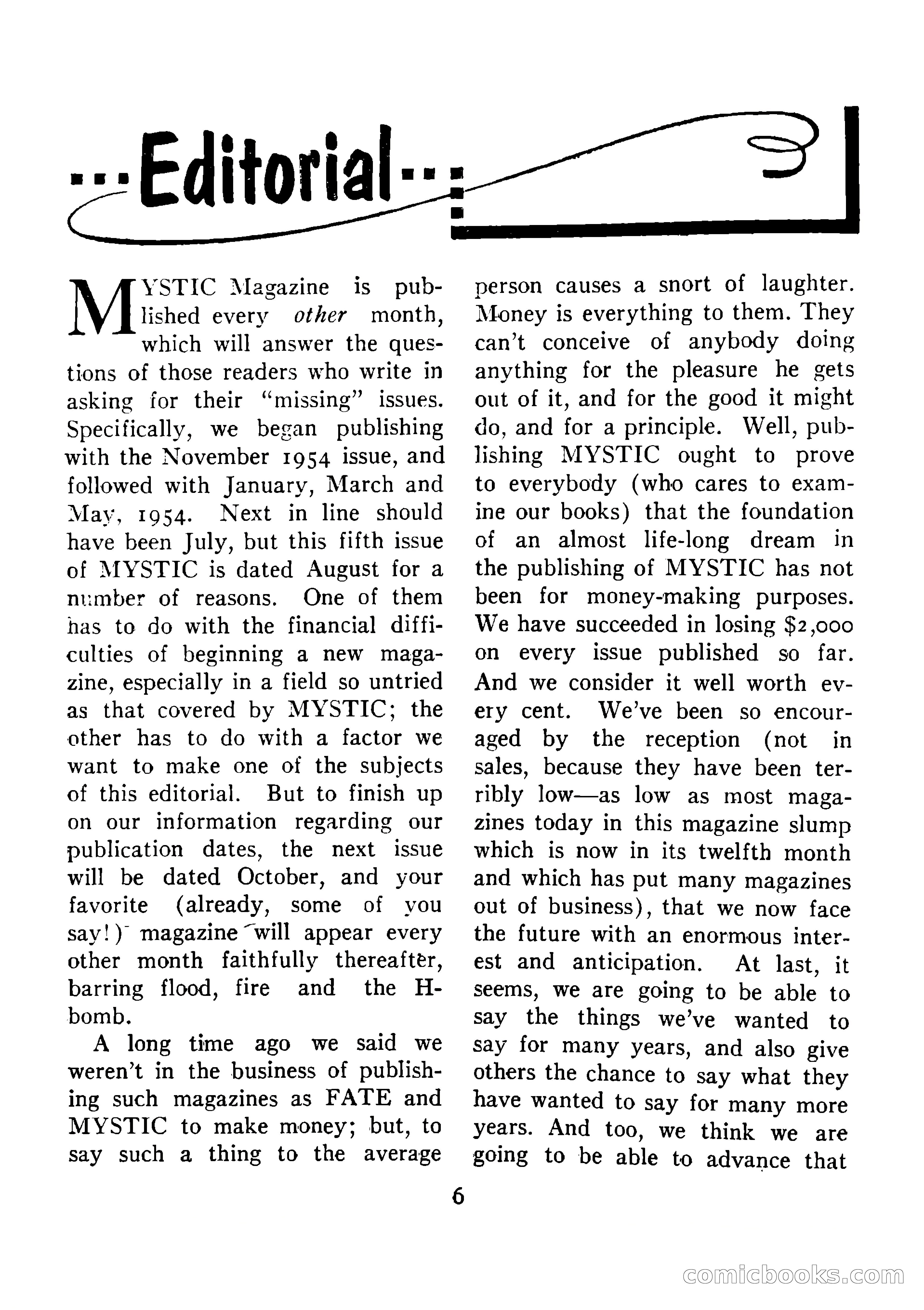 Mystic Magazine, August 1954 — page 6 of 133