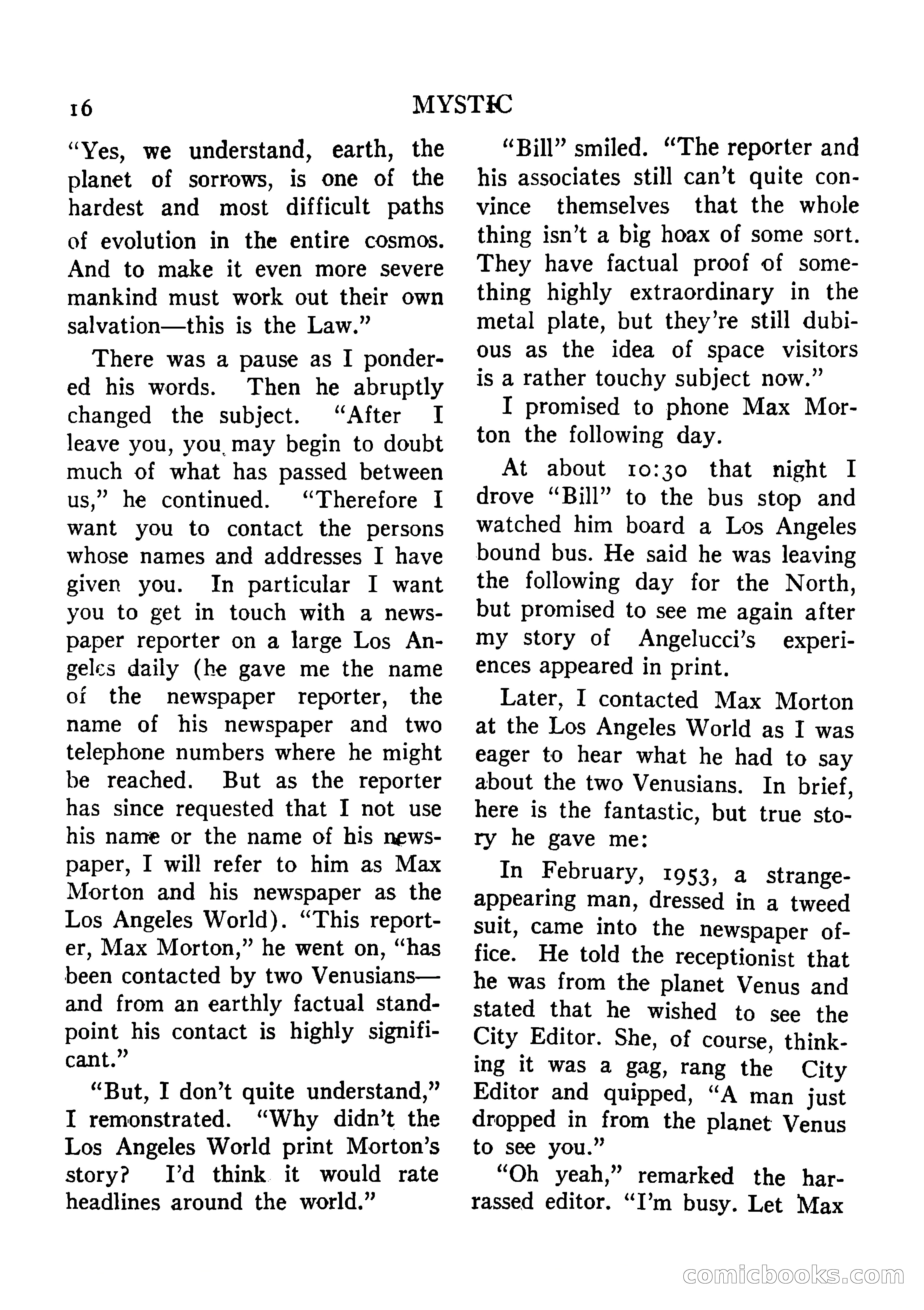 Mystic Magazine, August 1954 — page 16 of 133