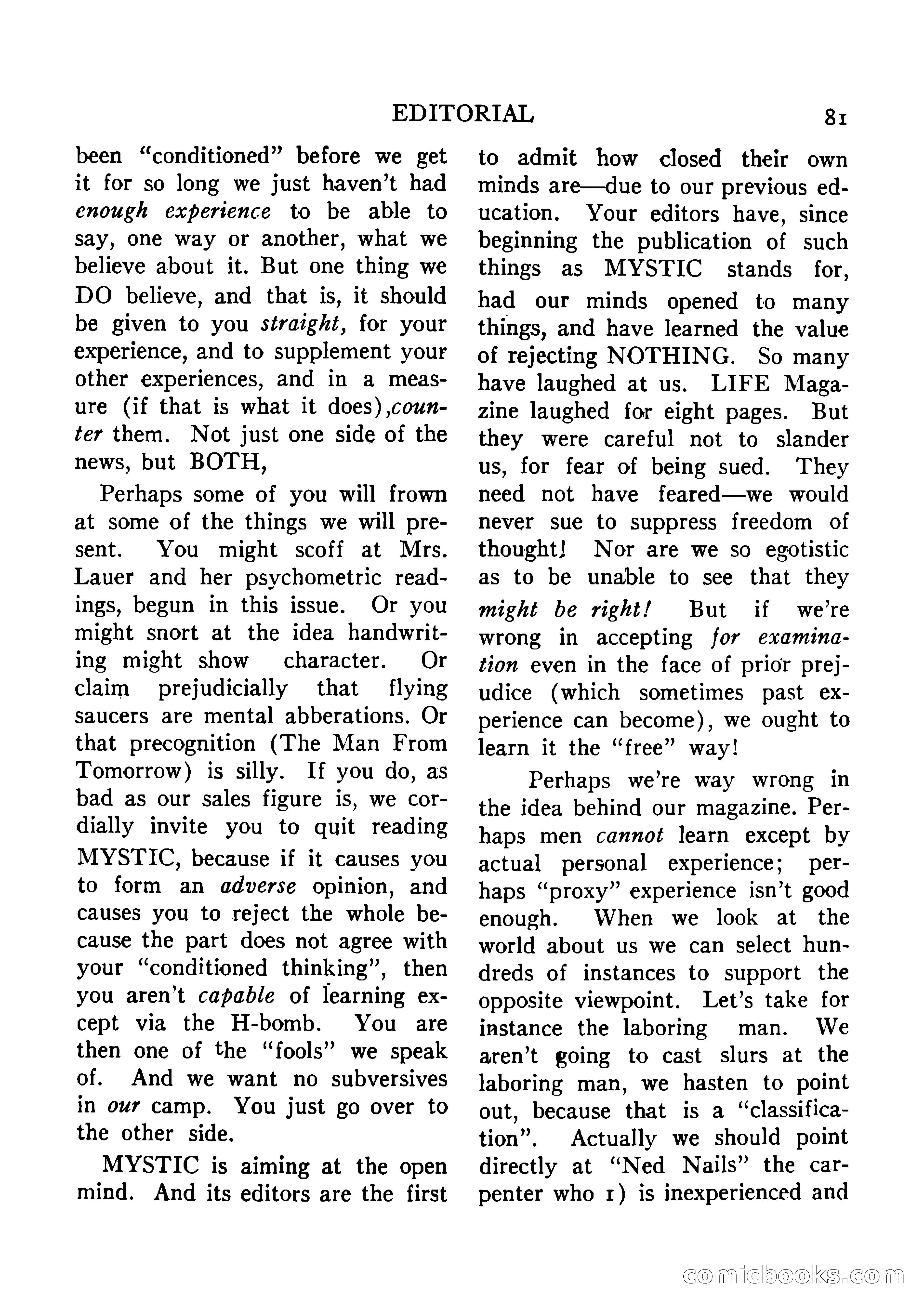 Mystic Magazine, August 1954 — page 81 of 133