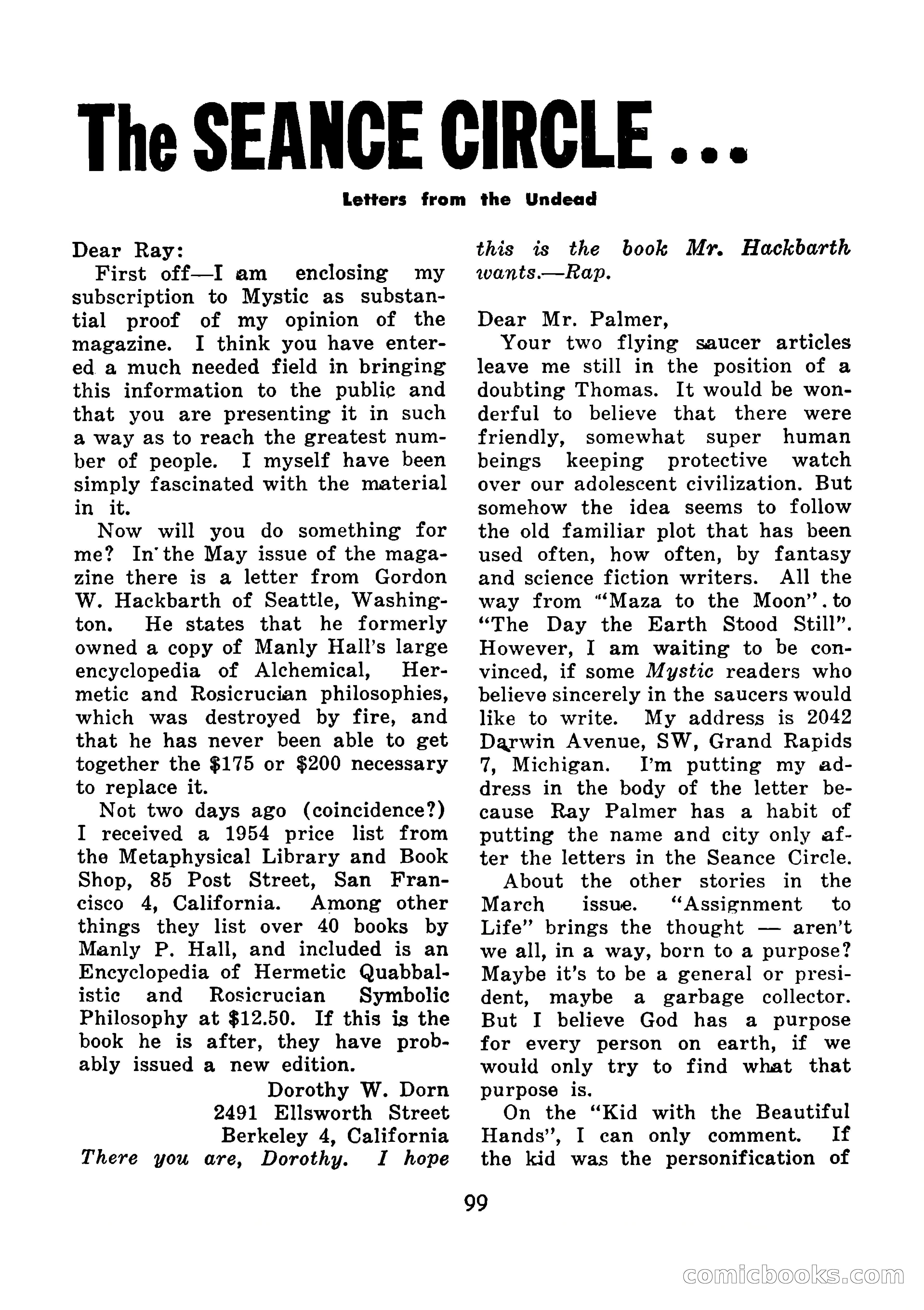 Mystic Magazine, August 1954 — page 99 of 133