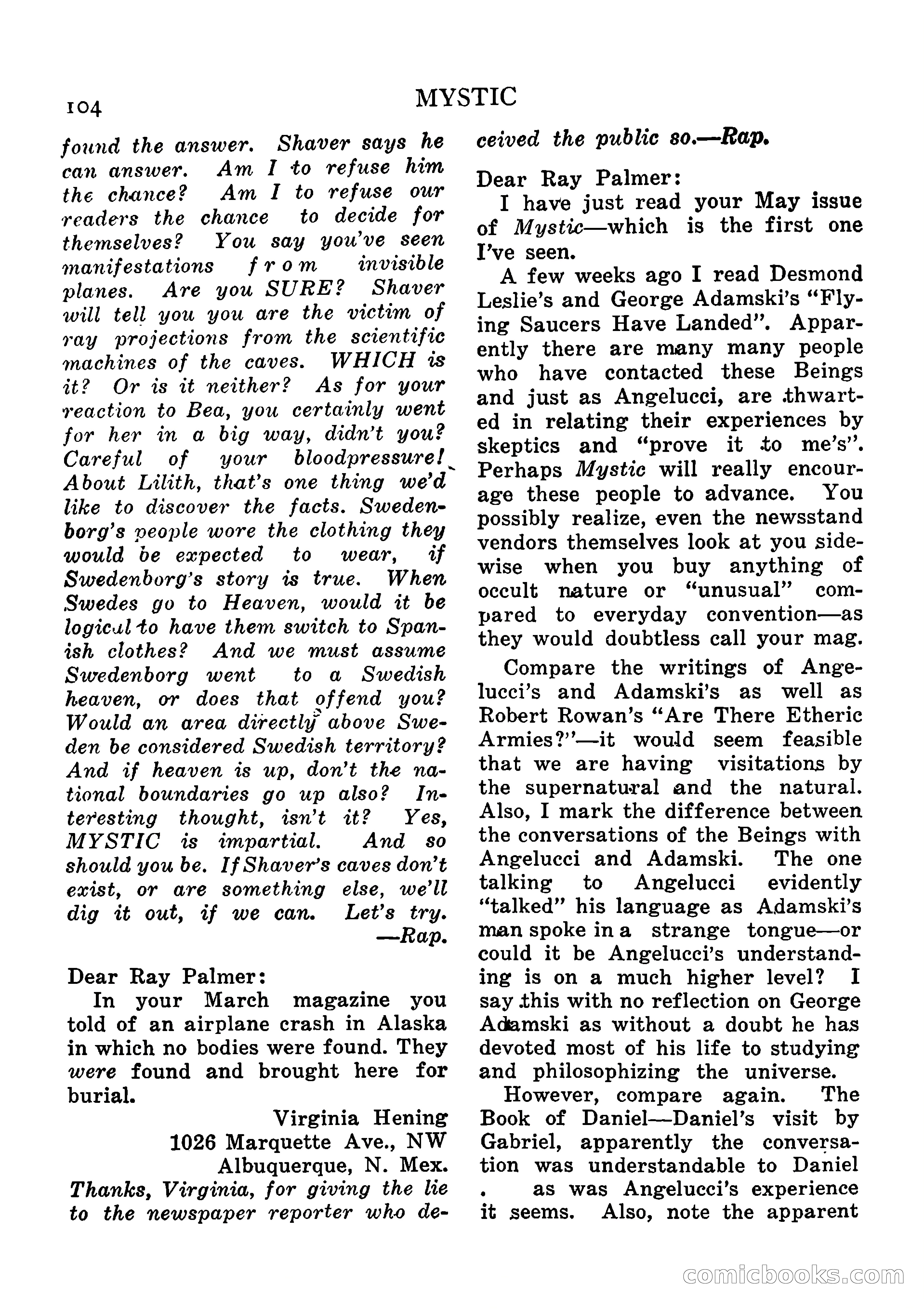 Mystic Magazine, August 1954 — page 104 of 133