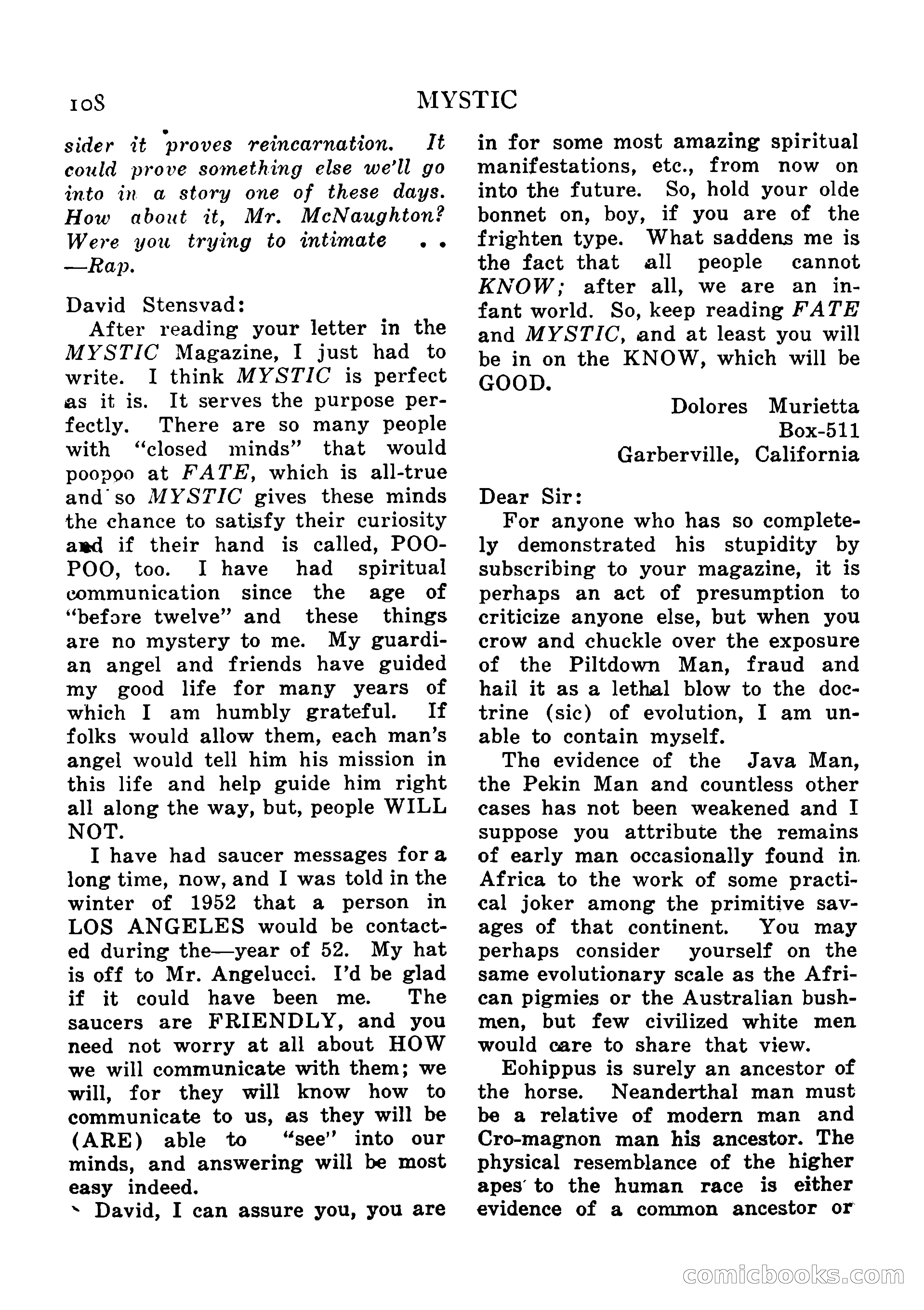 Mystic Magazine, August 1954 — page 108 of 133