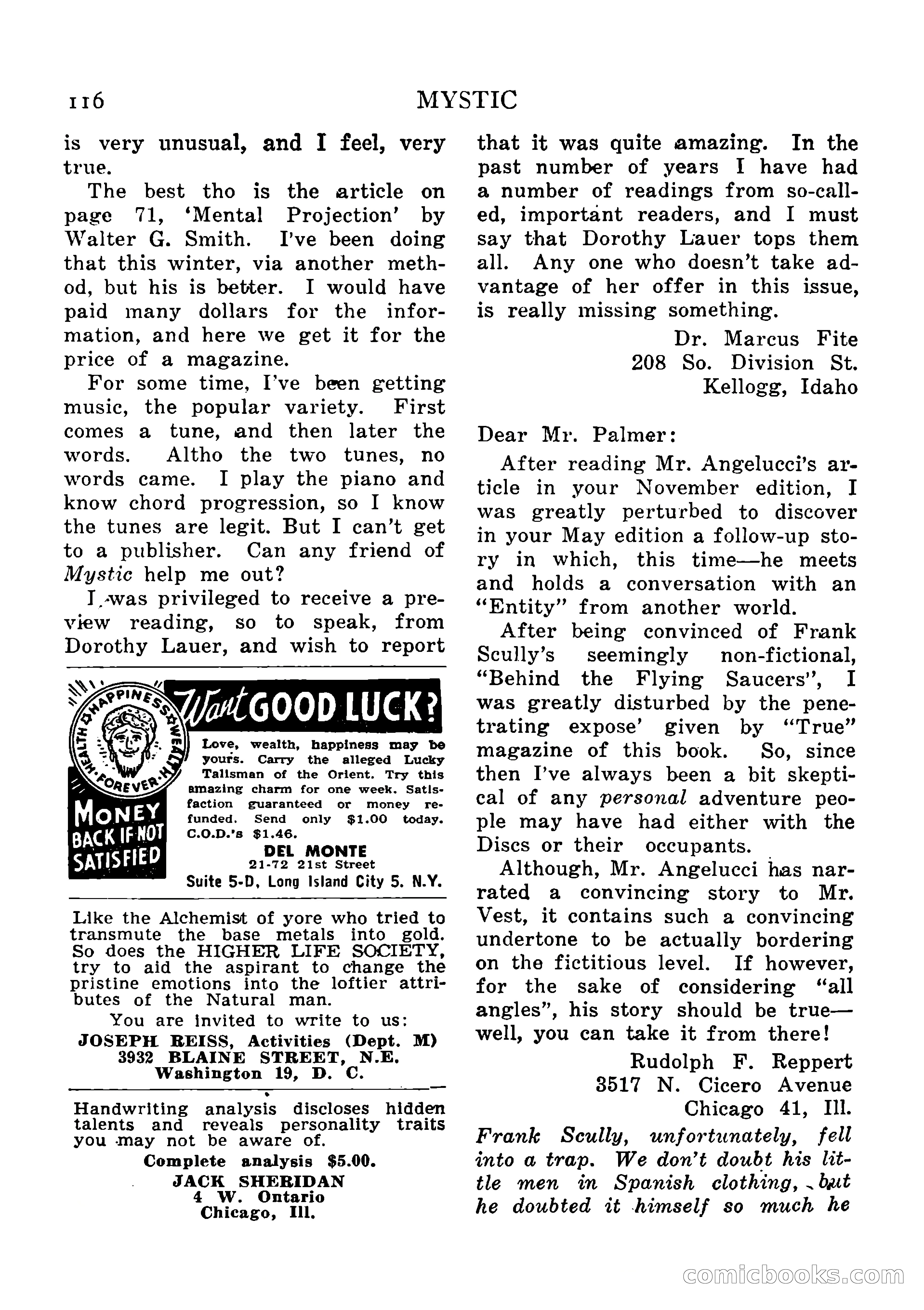 Mystic Magazine, August 1954 — page 116 of 133