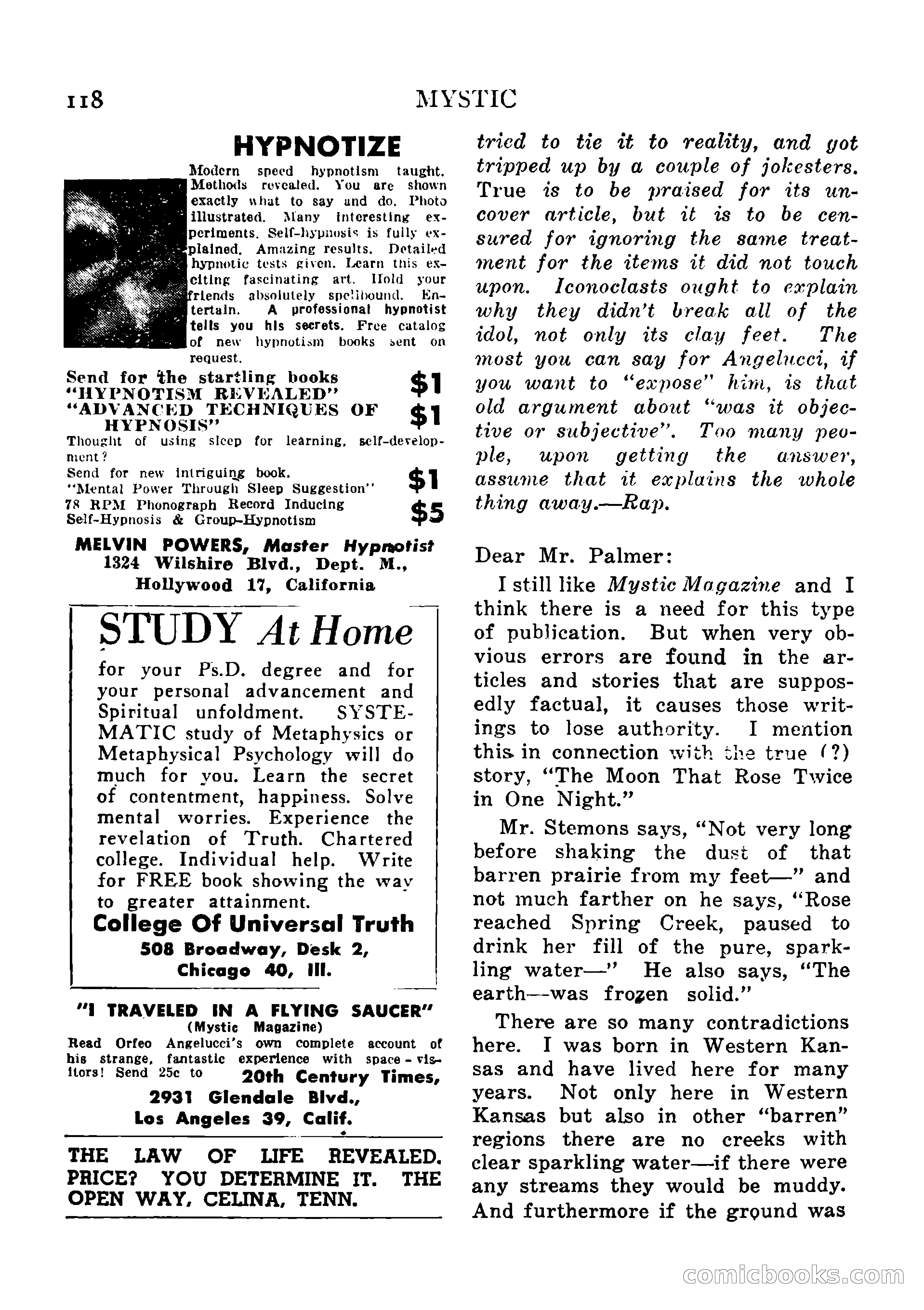 Mystic Magazine, August 1954 — page 118 of 133