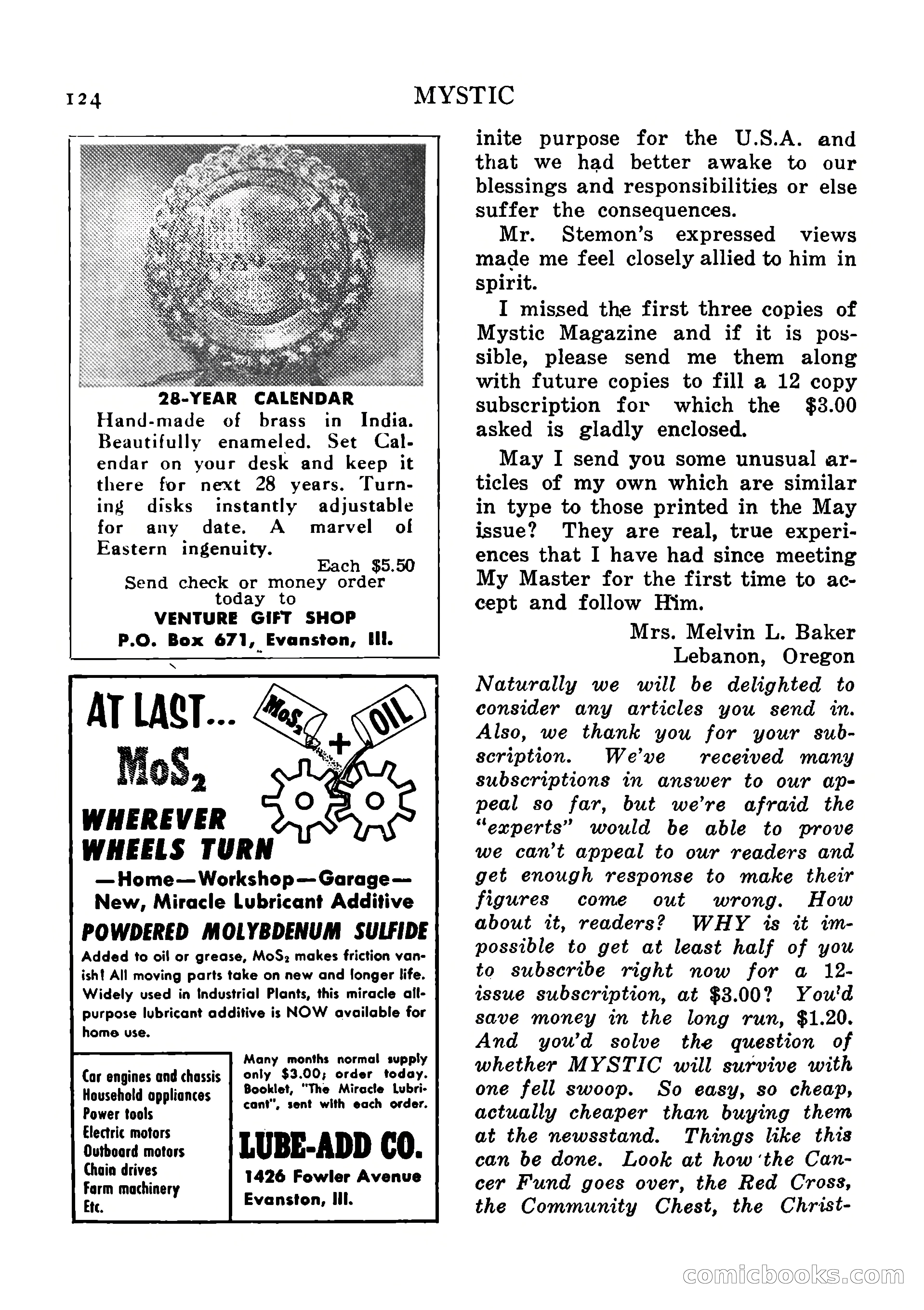 Mystic Magazine, August 1954 — page 124 of 133