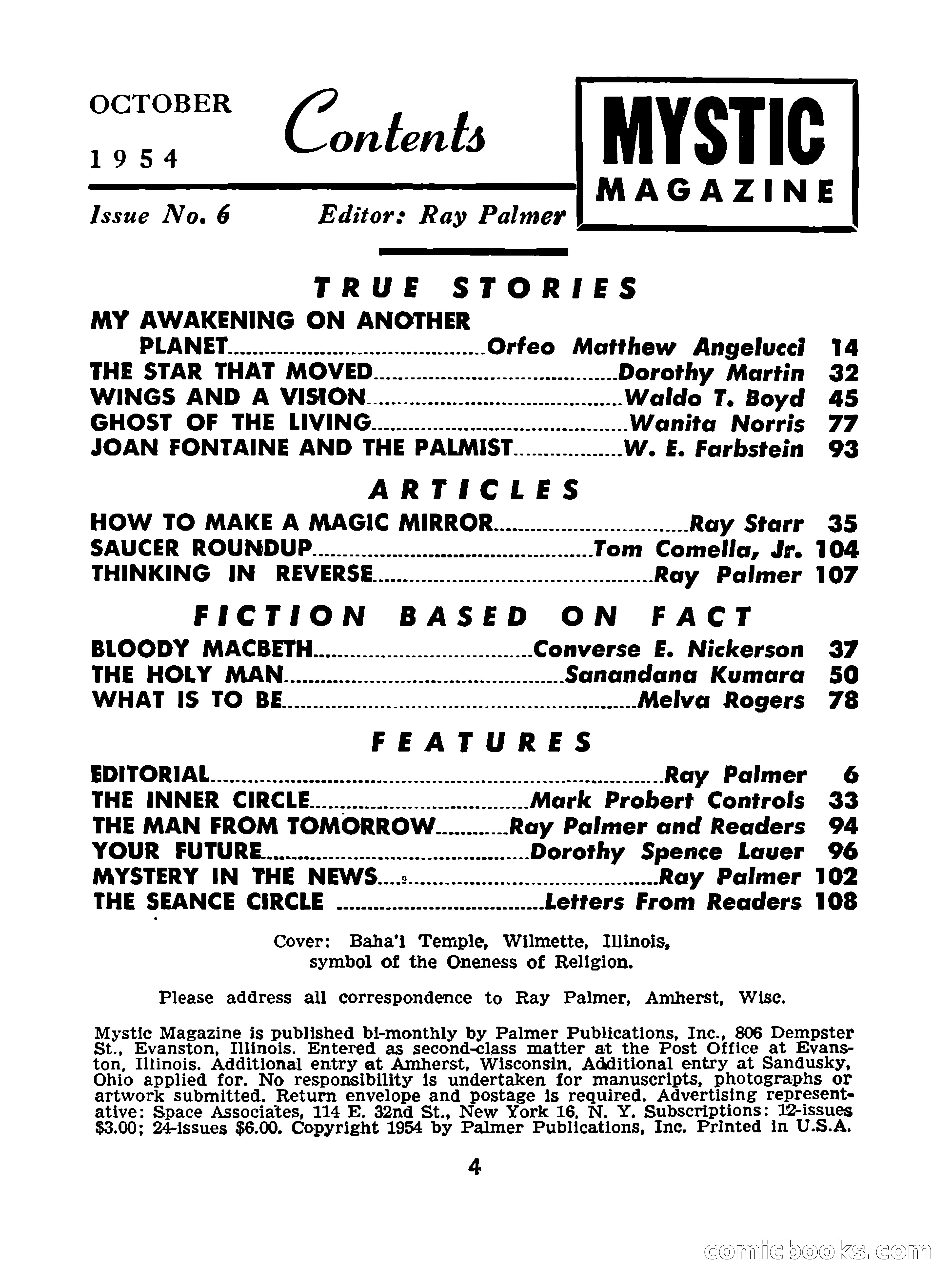 Mystic Magazine, October 1954 — page 4 of 133