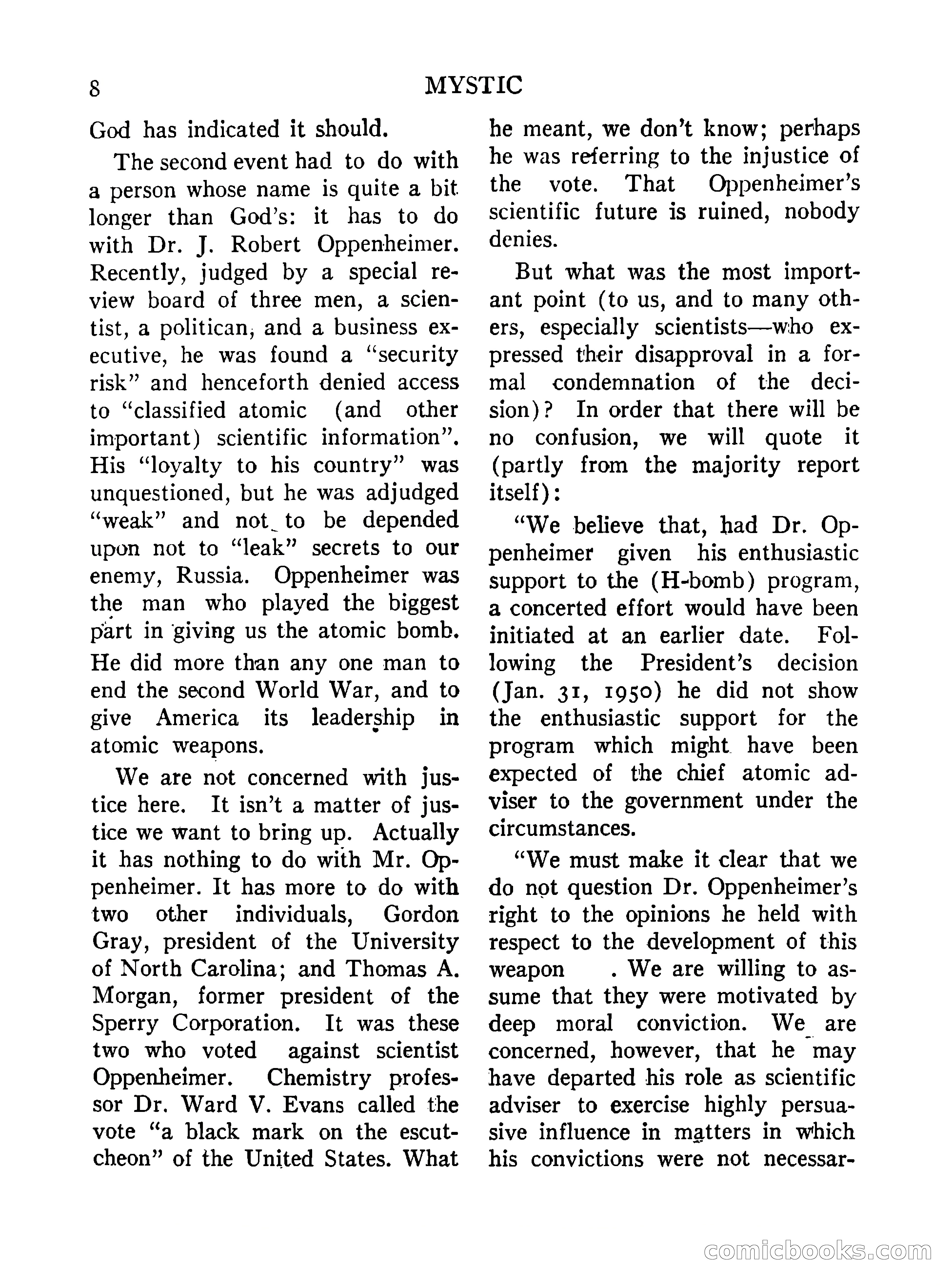 Mystic Magazine, October 1954 — page 8 of 133