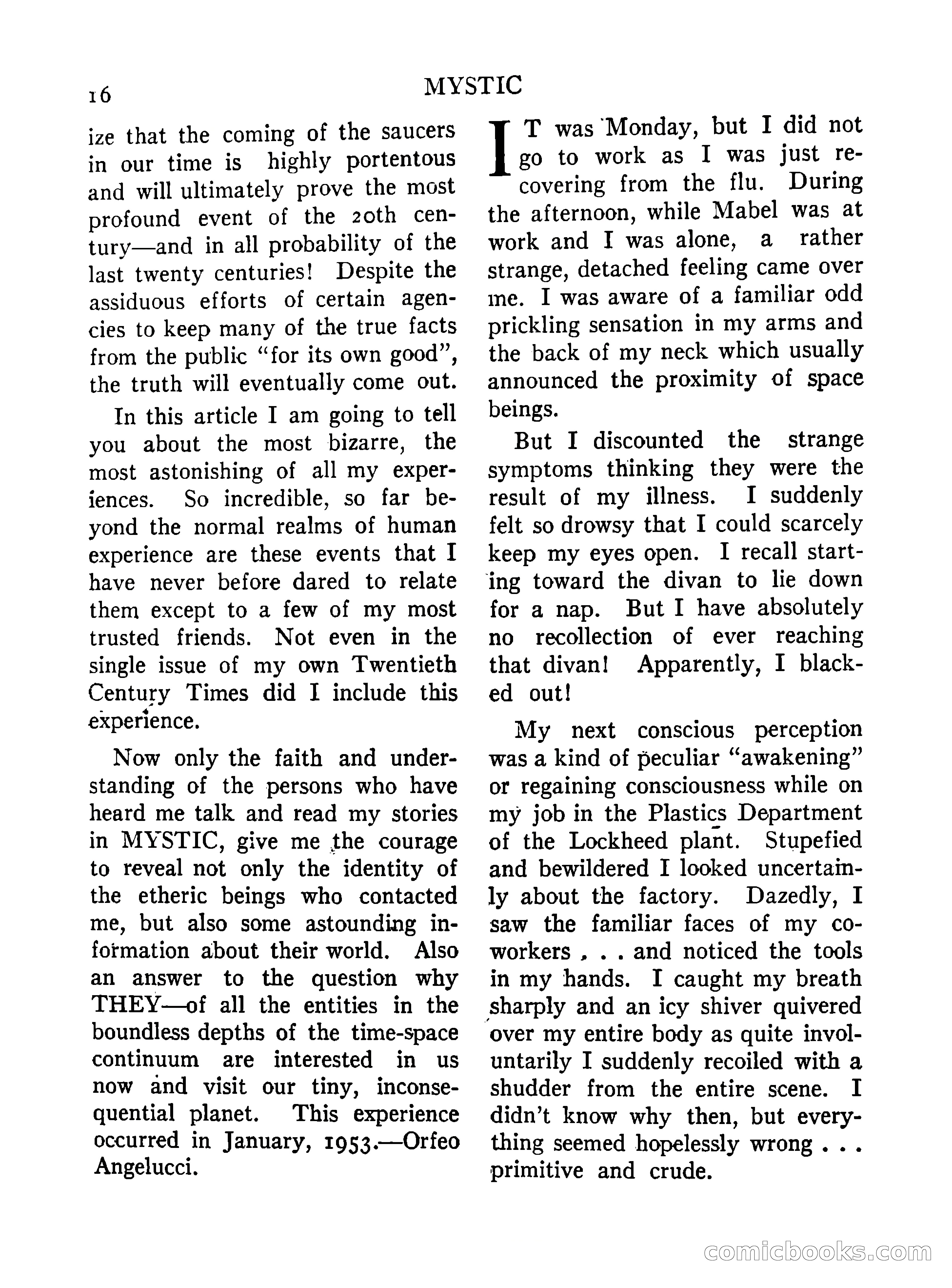 Mystic Magazine, October 1954 — page 16 of 133