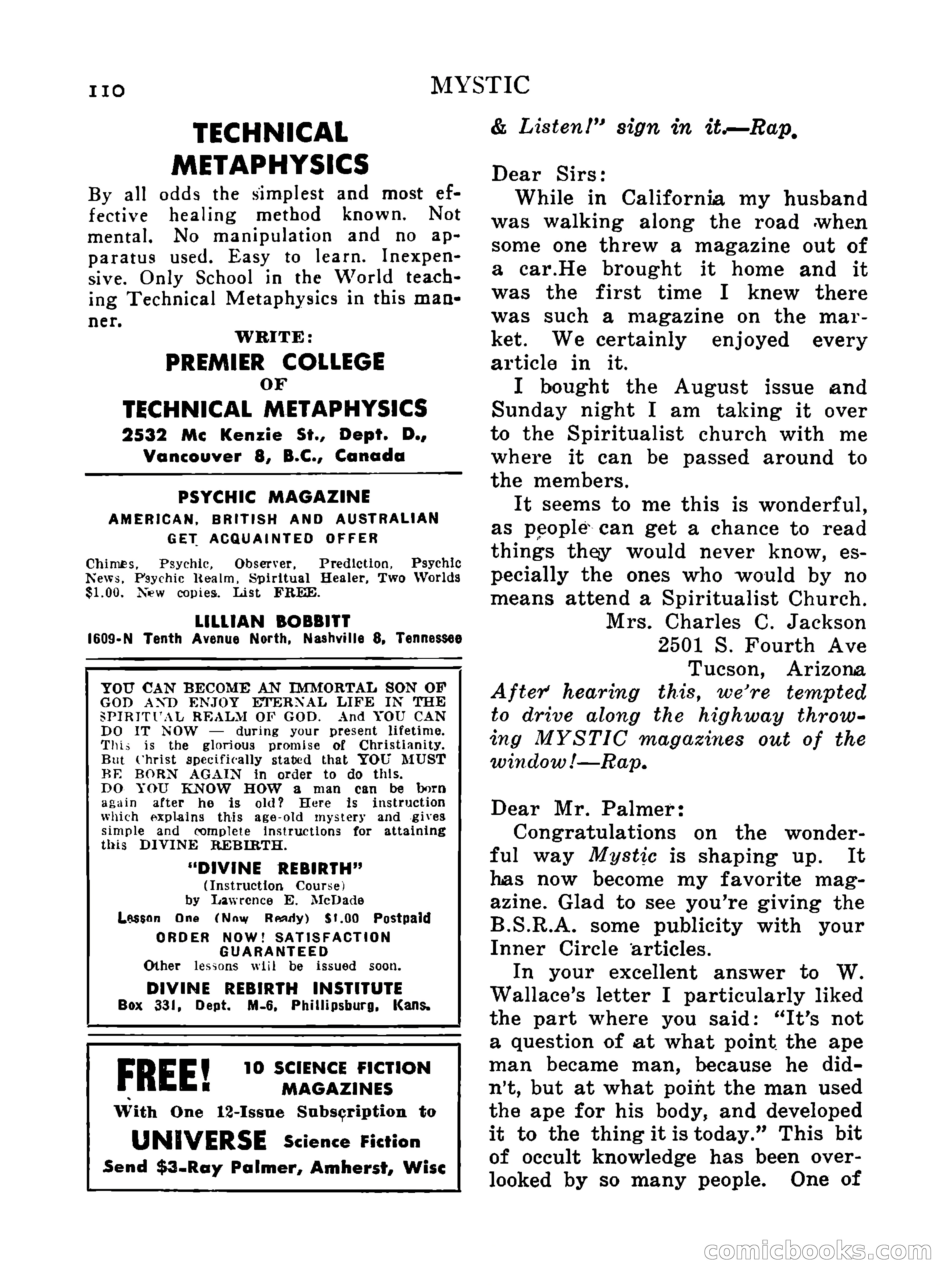 Mystic Magazine, October 1954 — page 110 of 133