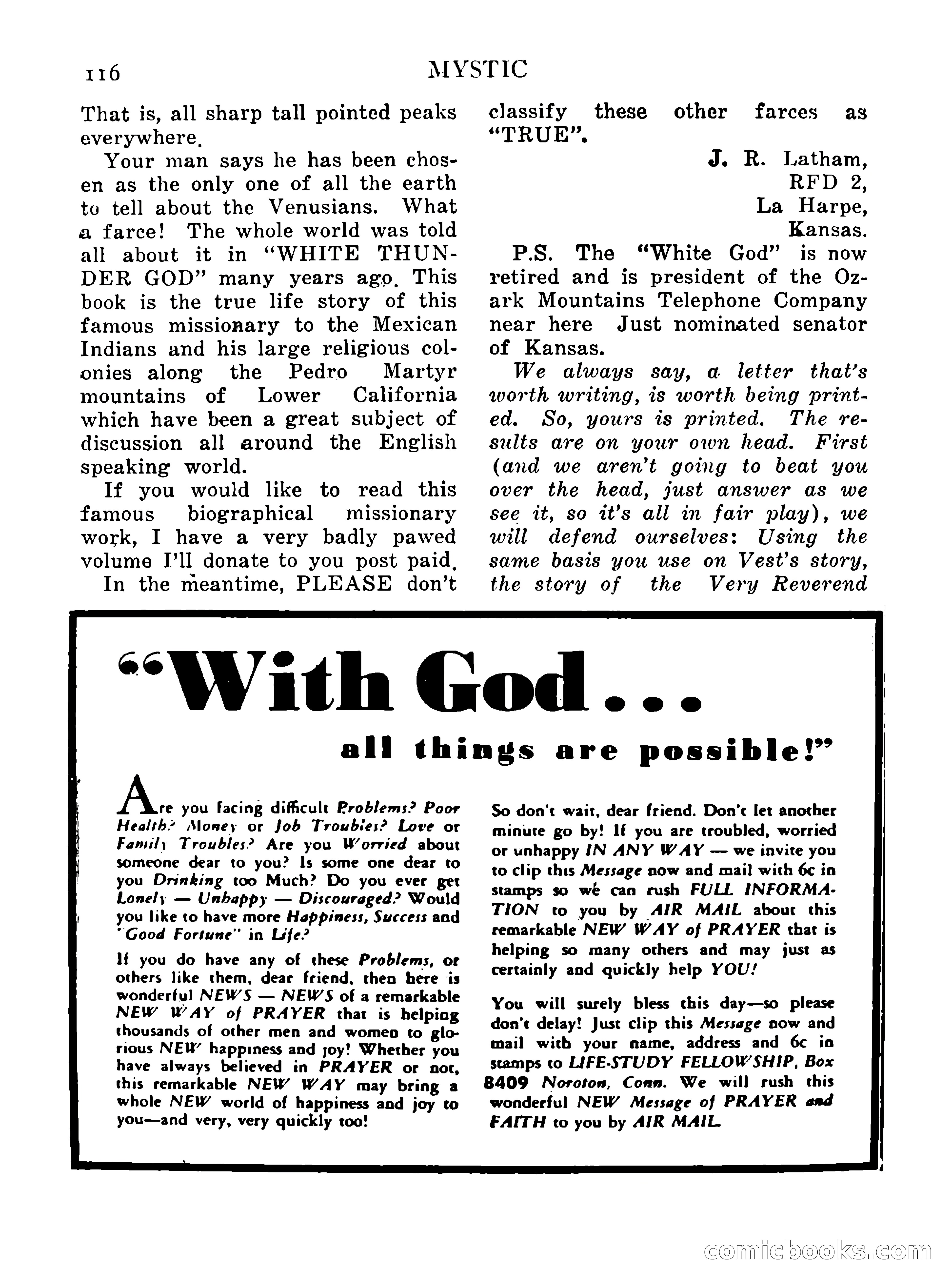 Mystic Magazine, October 1954 — page 116 of 133