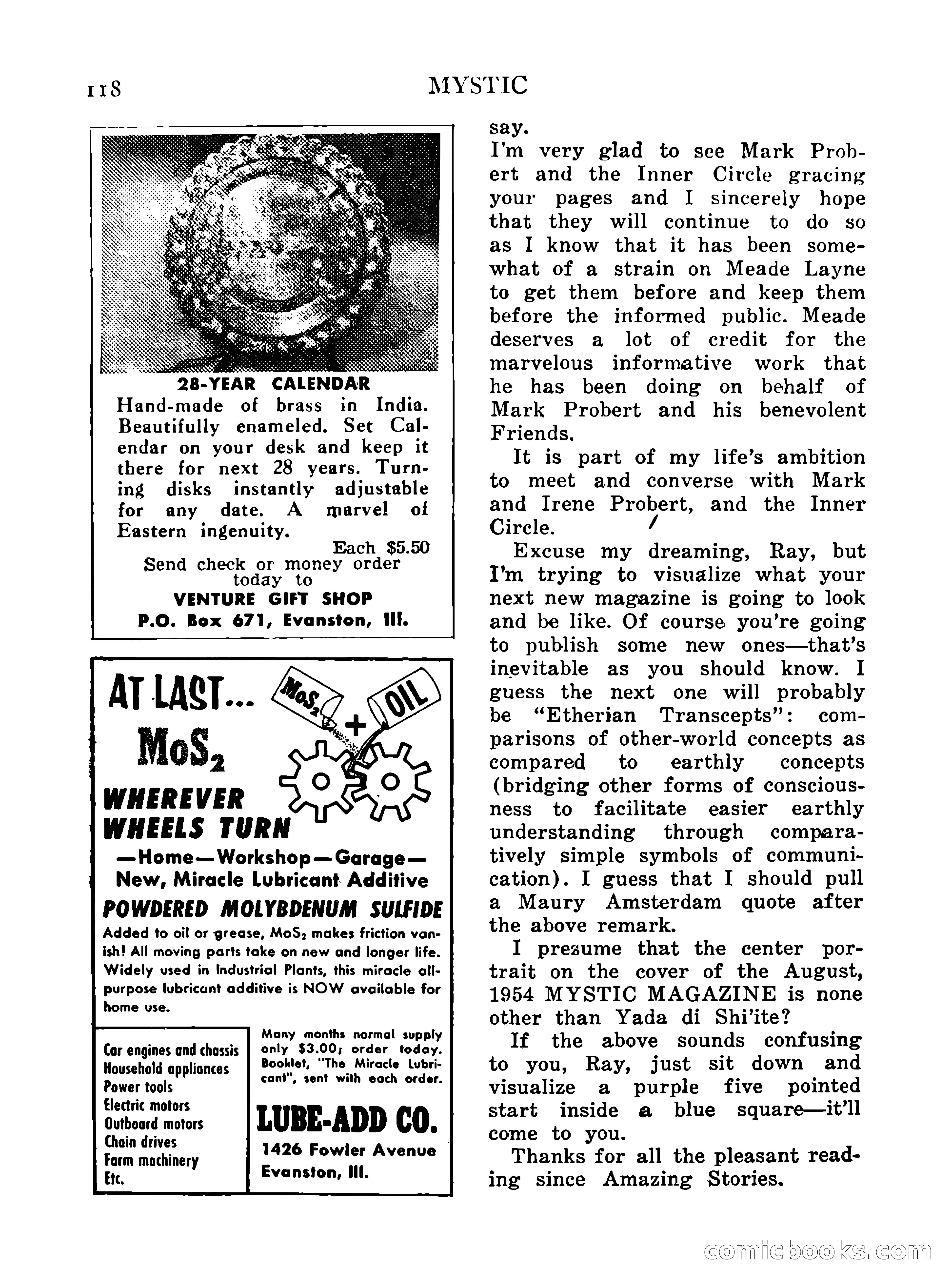 Mystic Magazine, October 1954 — page 118 of 133