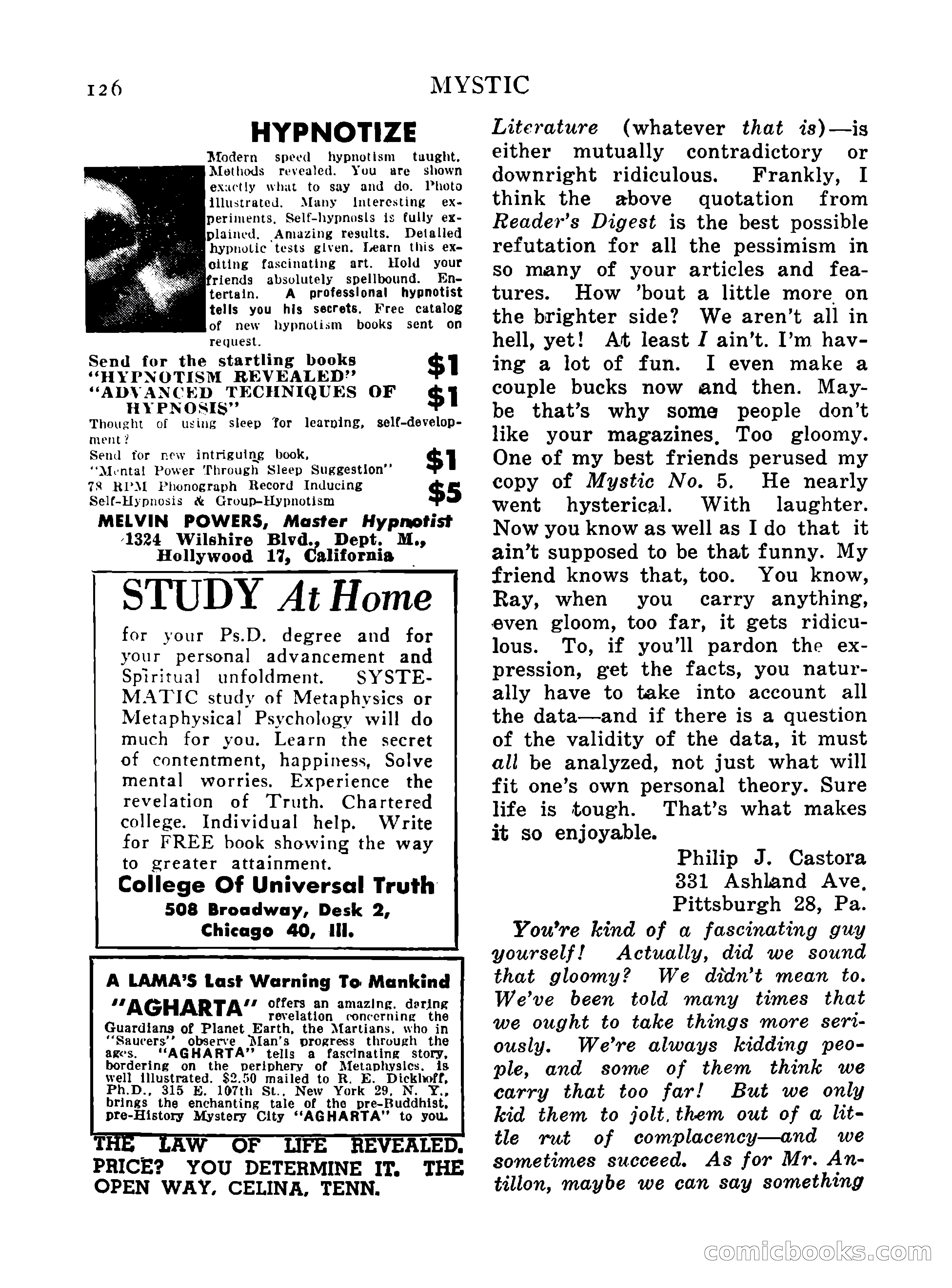 Mystic Magazine, October 1954 — page 126 of 133