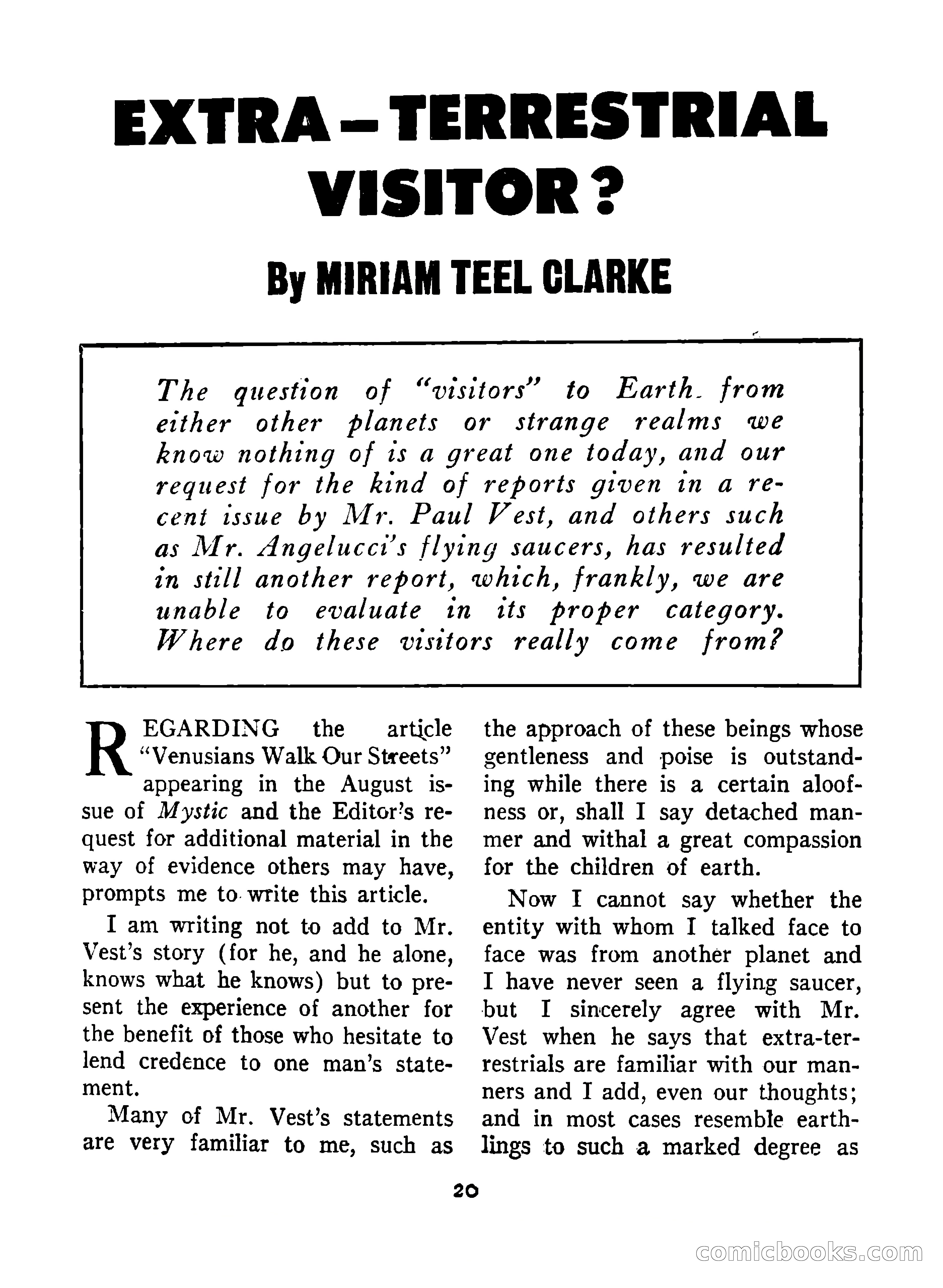 Mystic Magazine, December 1954 — page 20 of 133