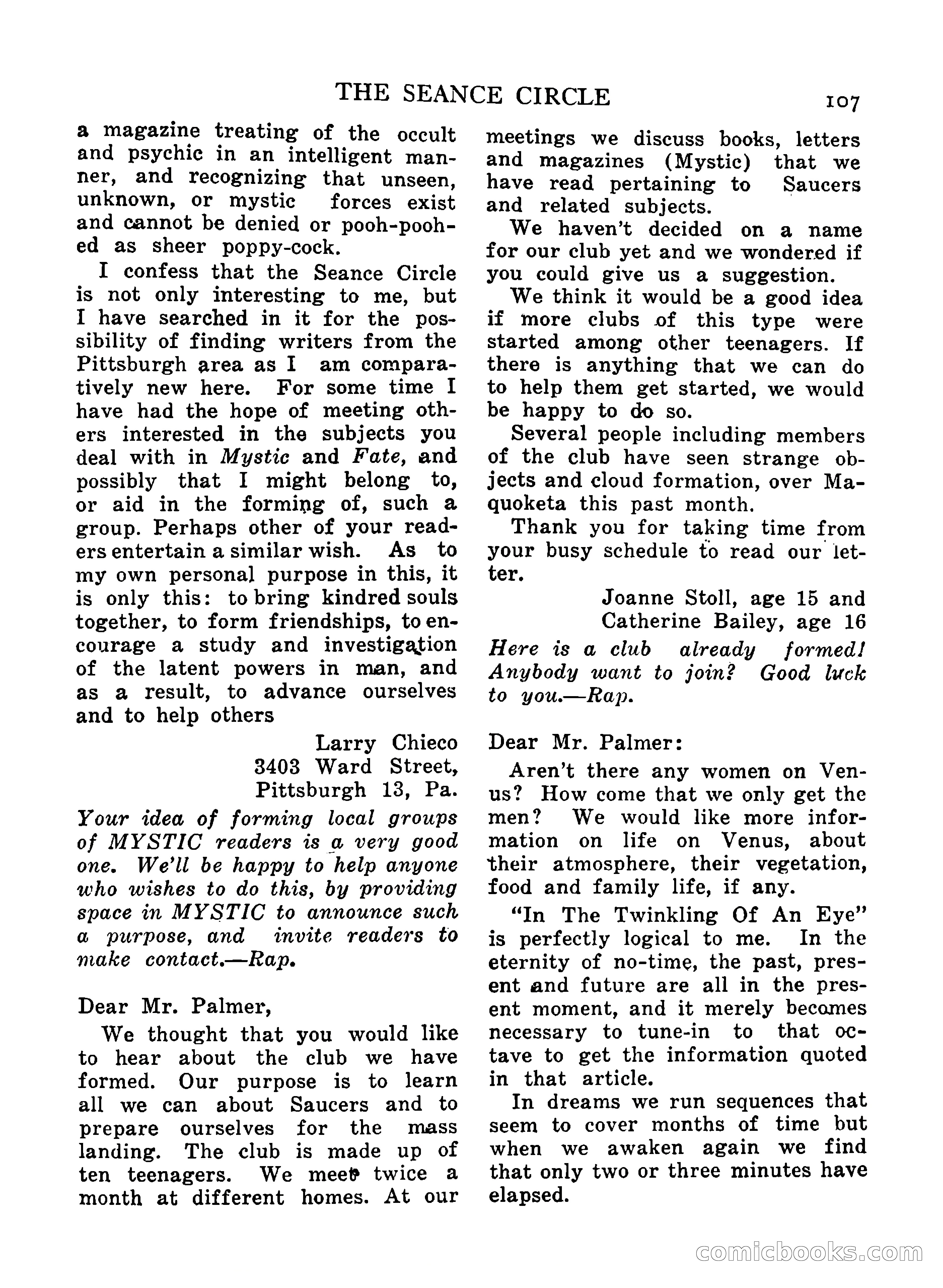 Mystic Magazine, December 1954 — page 107 of 133