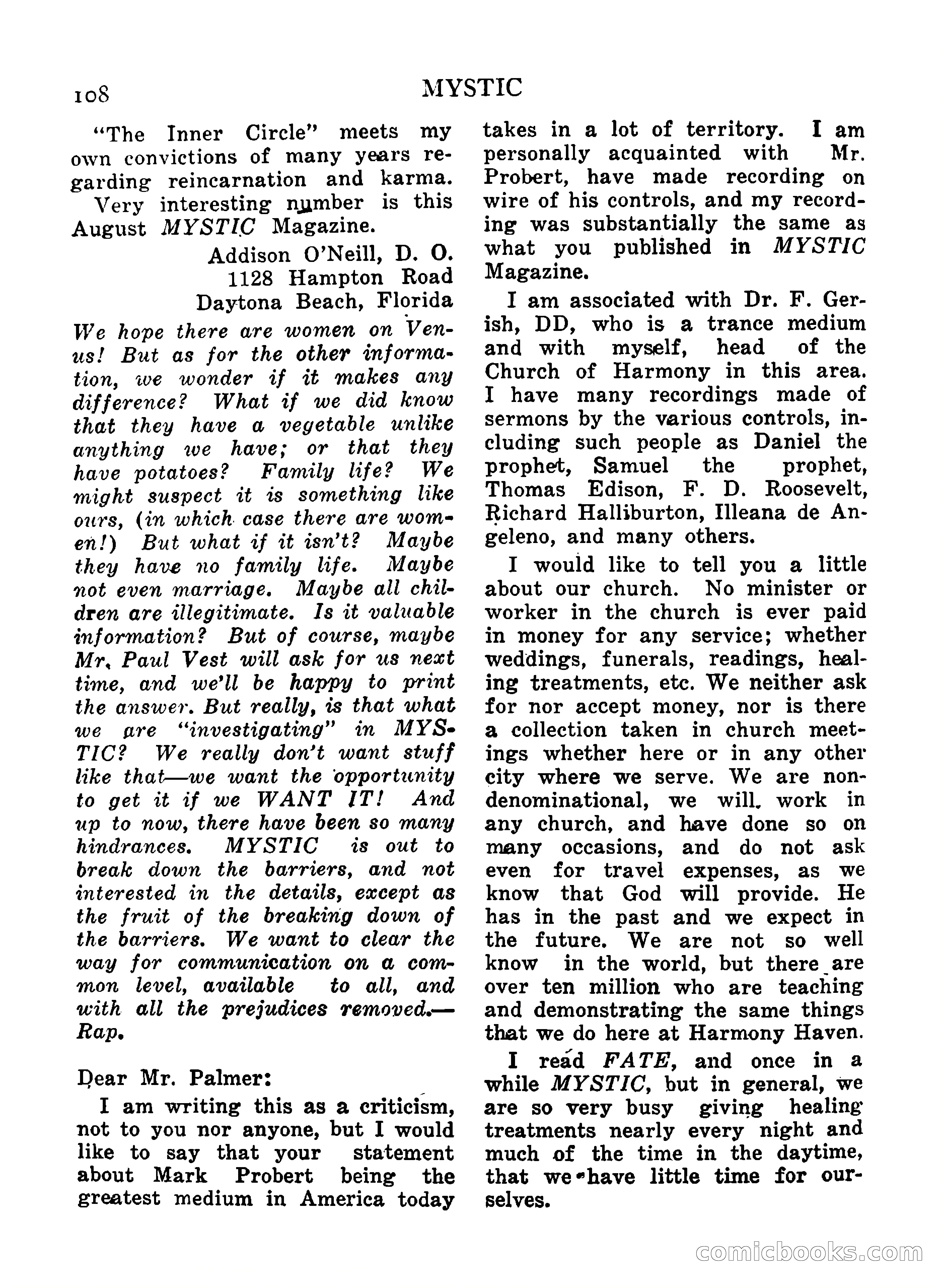 Mystic Magazine, December 1954 — page 108 of 133