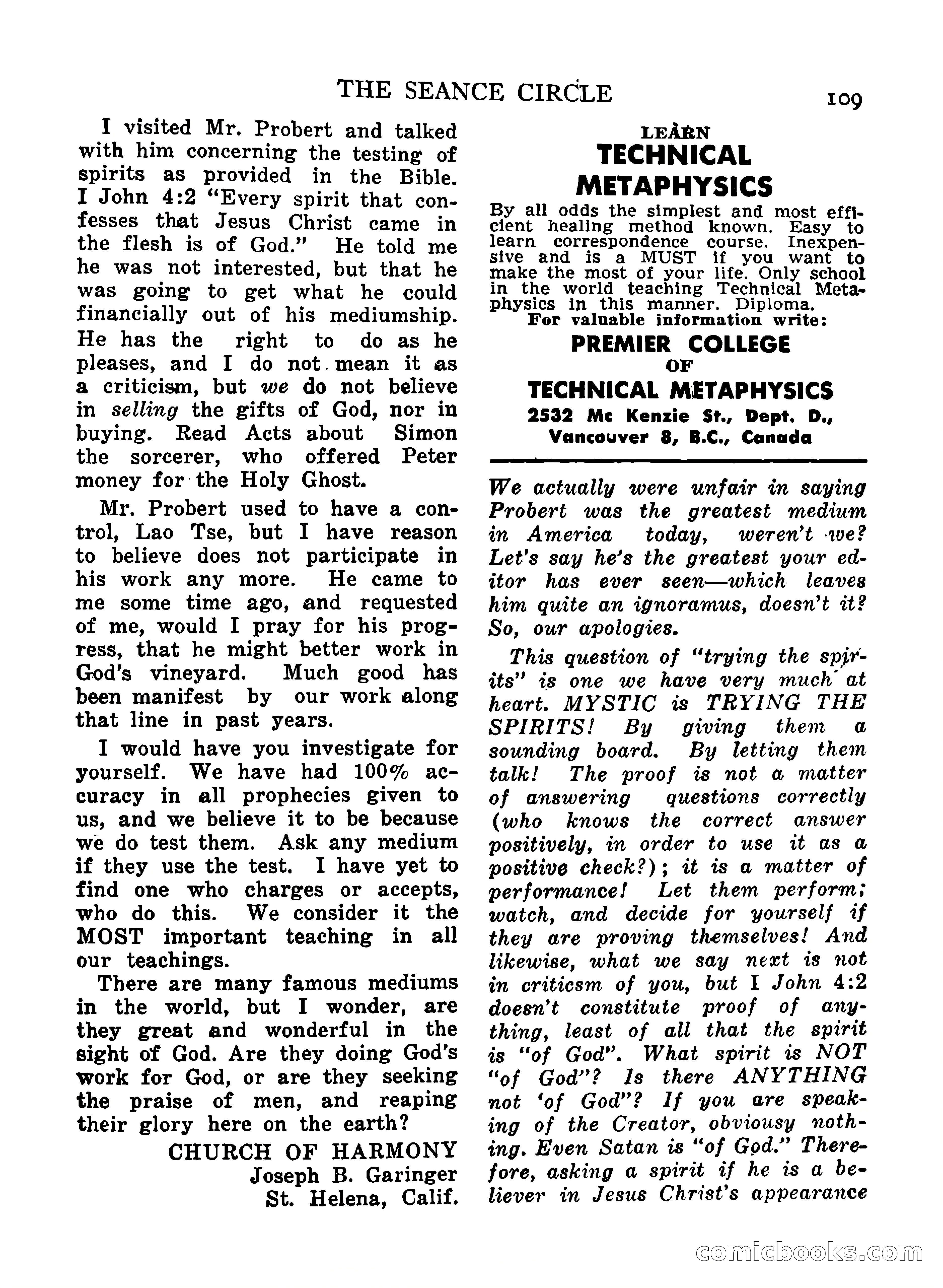 Mystic Magazine, December 1954 — page 109 of 133