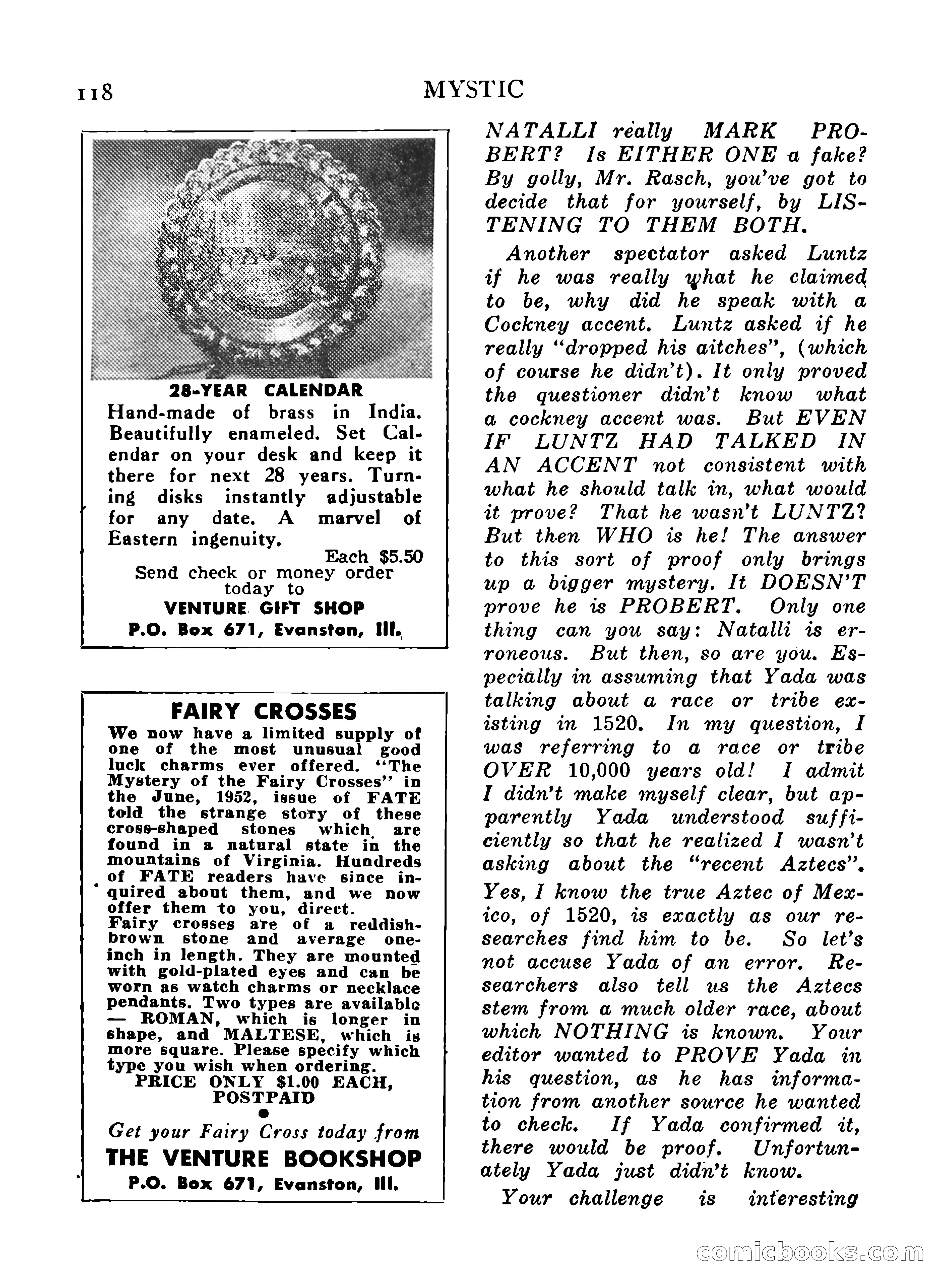 Mystic Magazine, December 1954 — page 118 of 133
