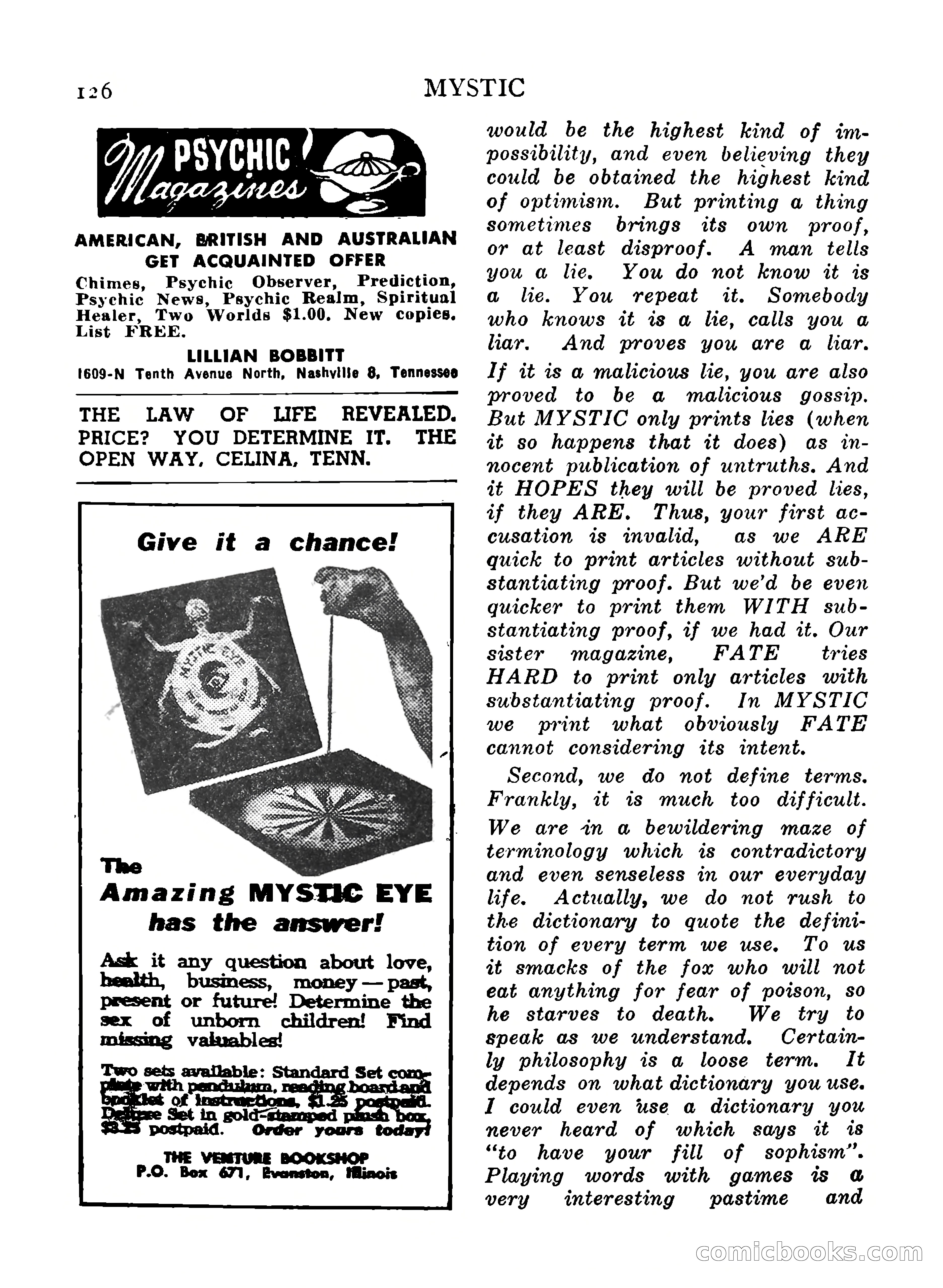 Mystic Magazine, December 1954 — page 126 of 133