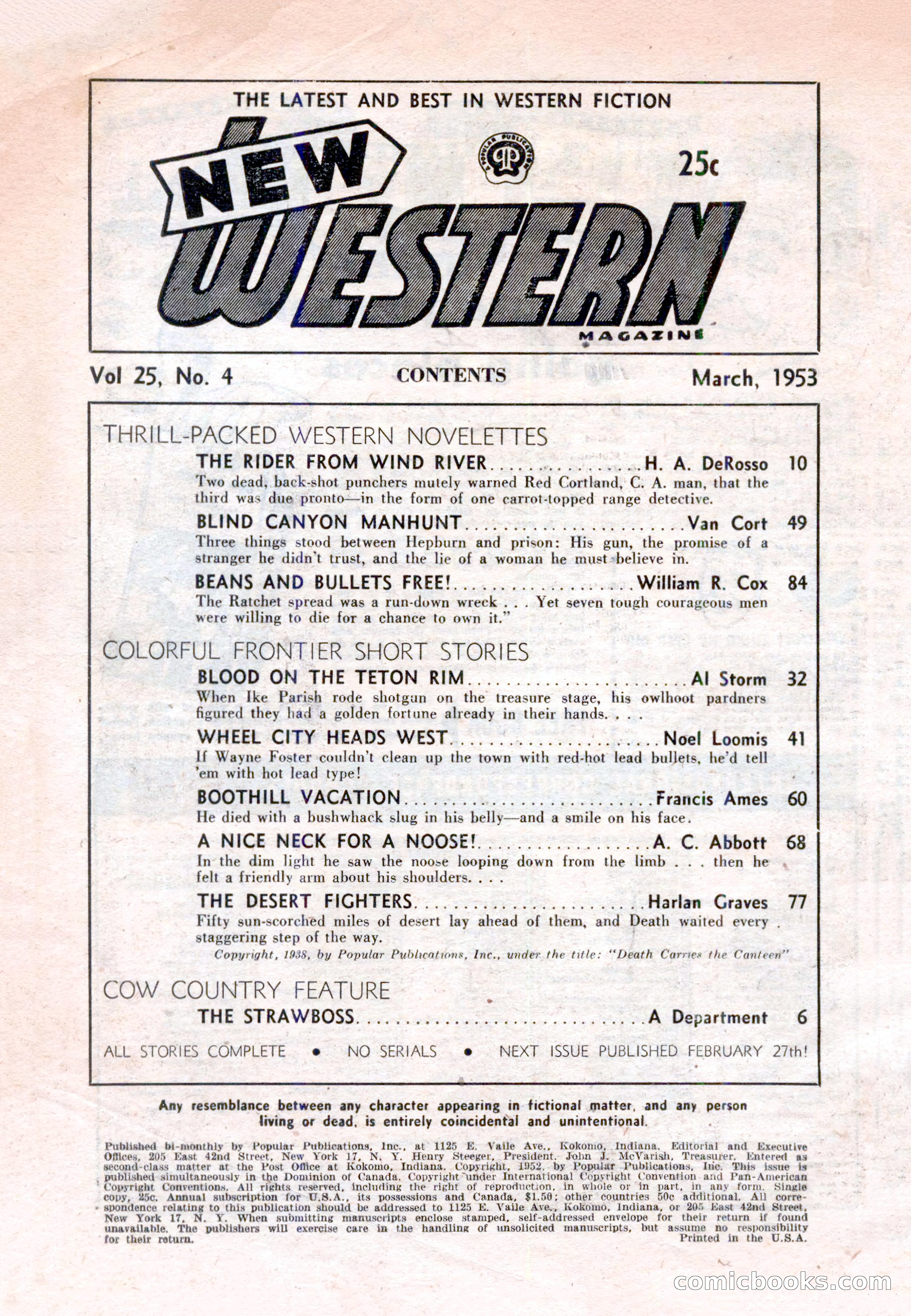 New Western Magazine, March 1953 — page 4 of 116