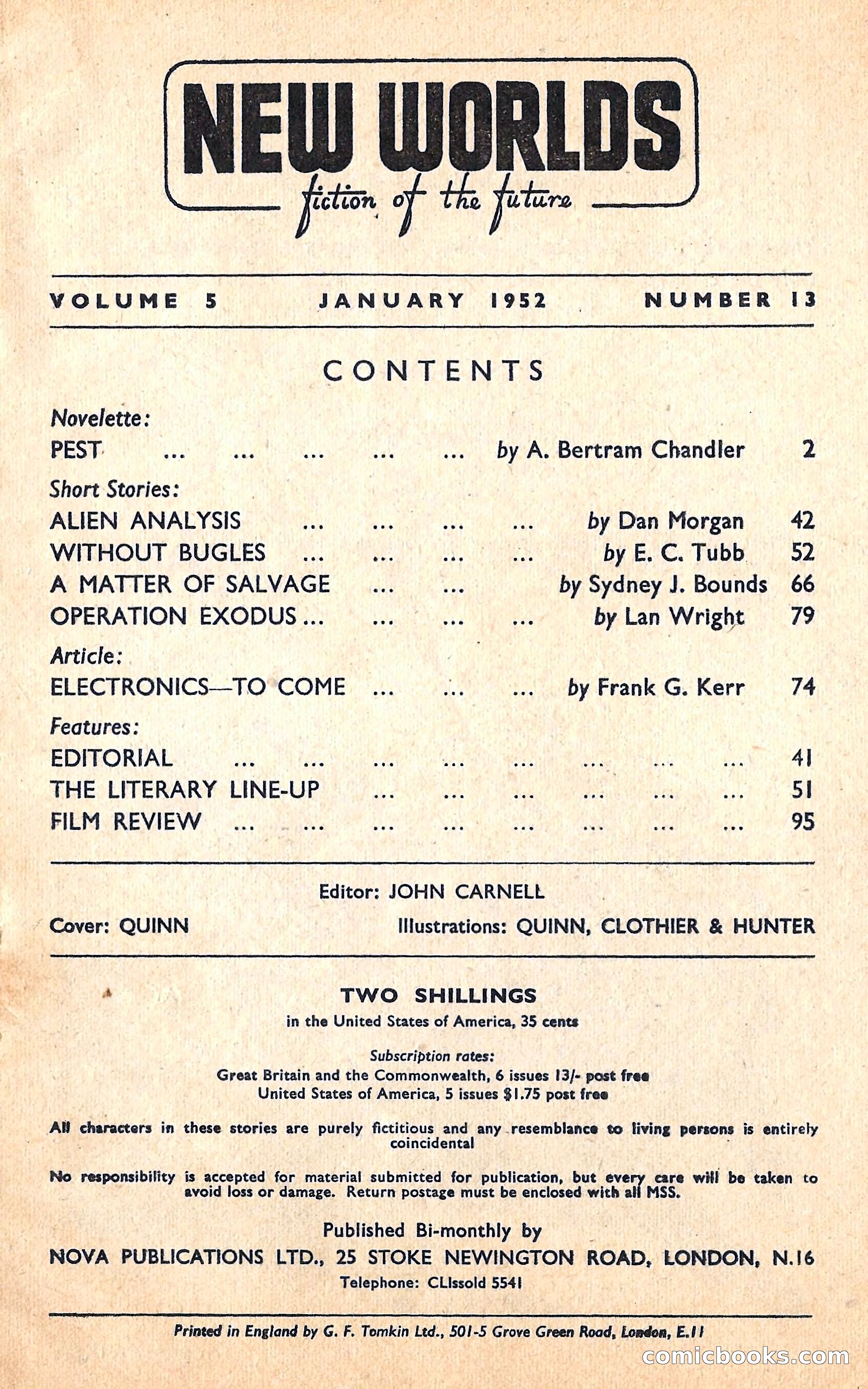 New Worlds, January 1952 — page 3 of 100