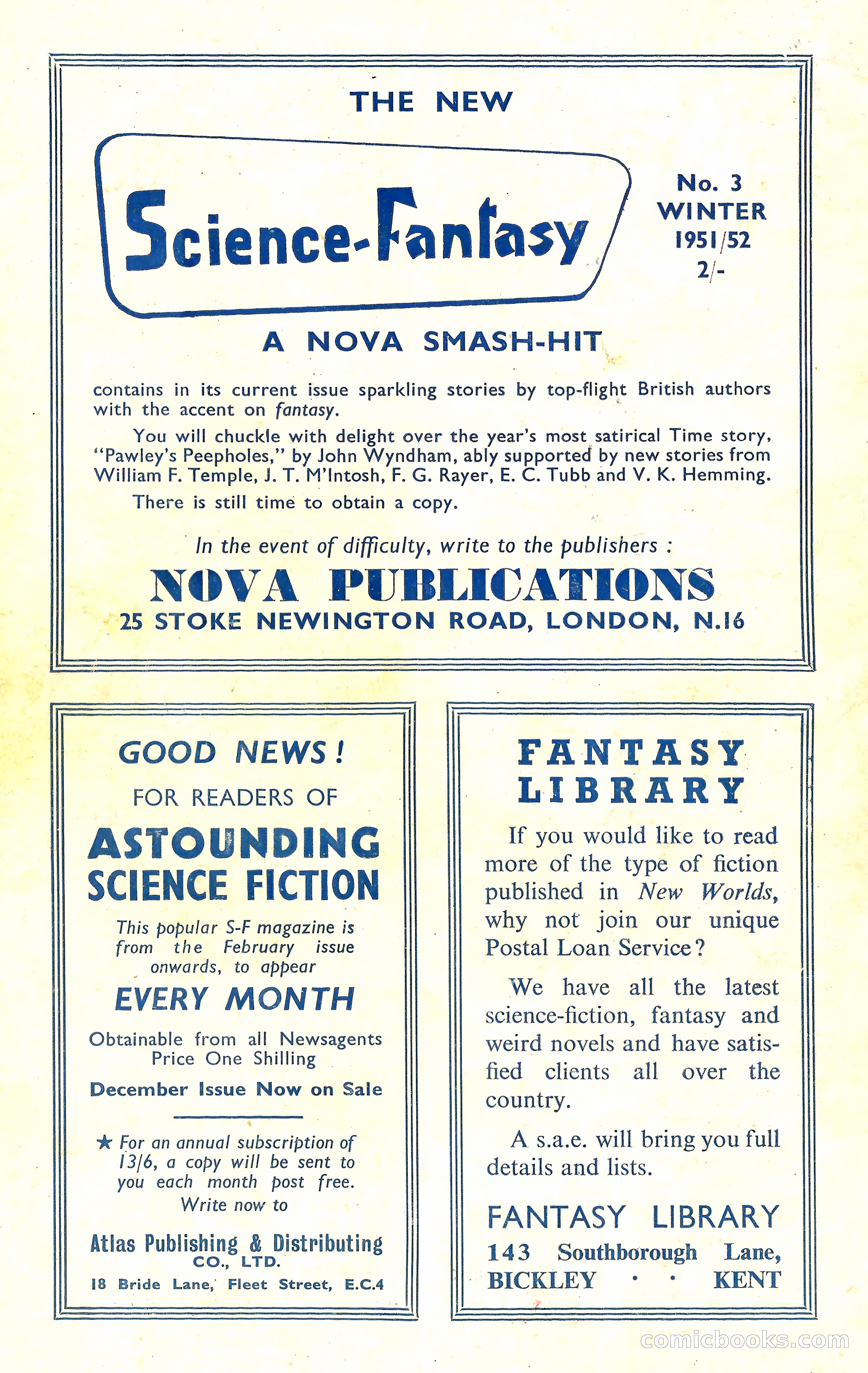 New Worlds, January 1952 — page 100 of 100
