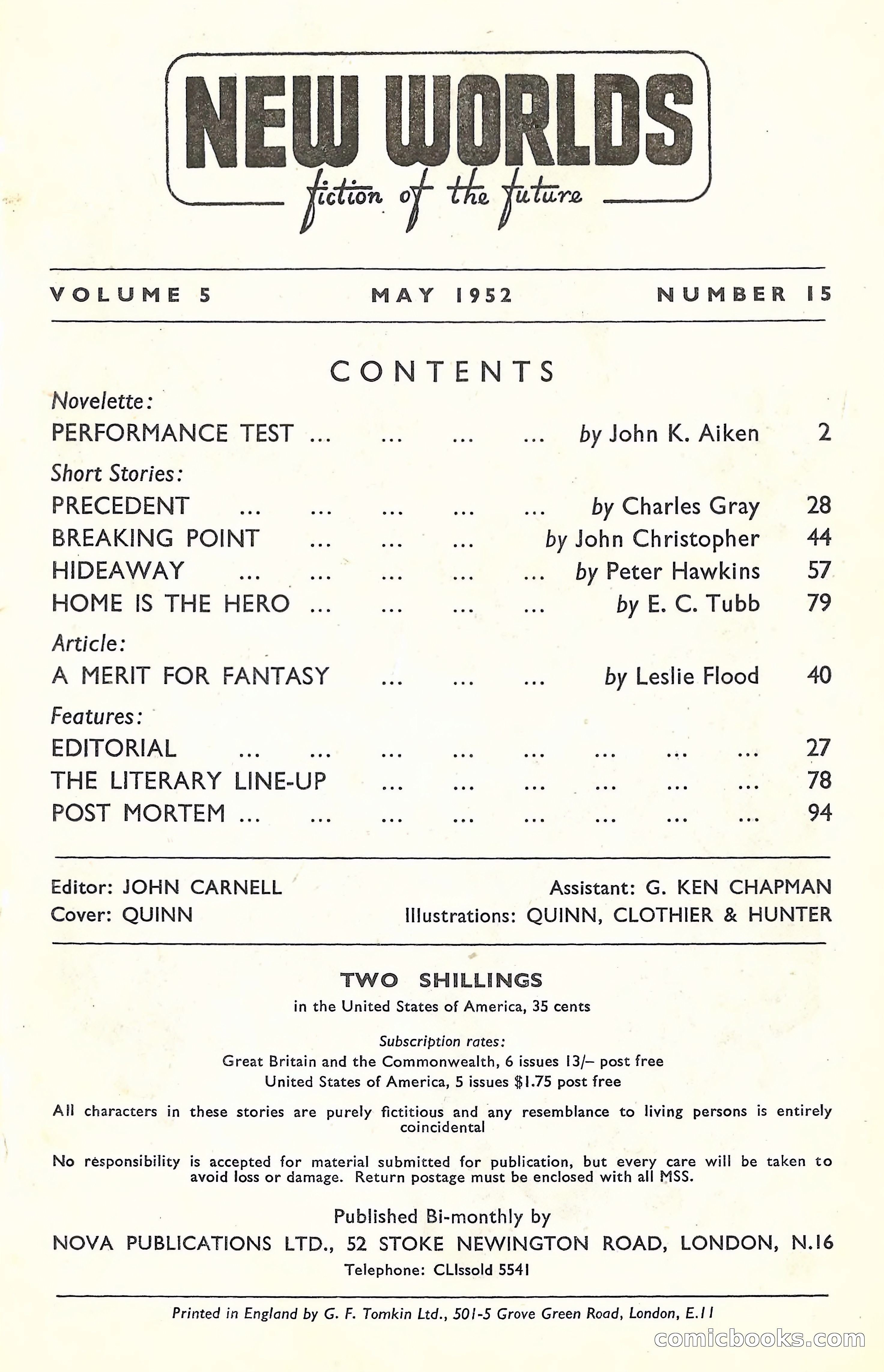 New Worlds, May 1952 — page 3 of 100