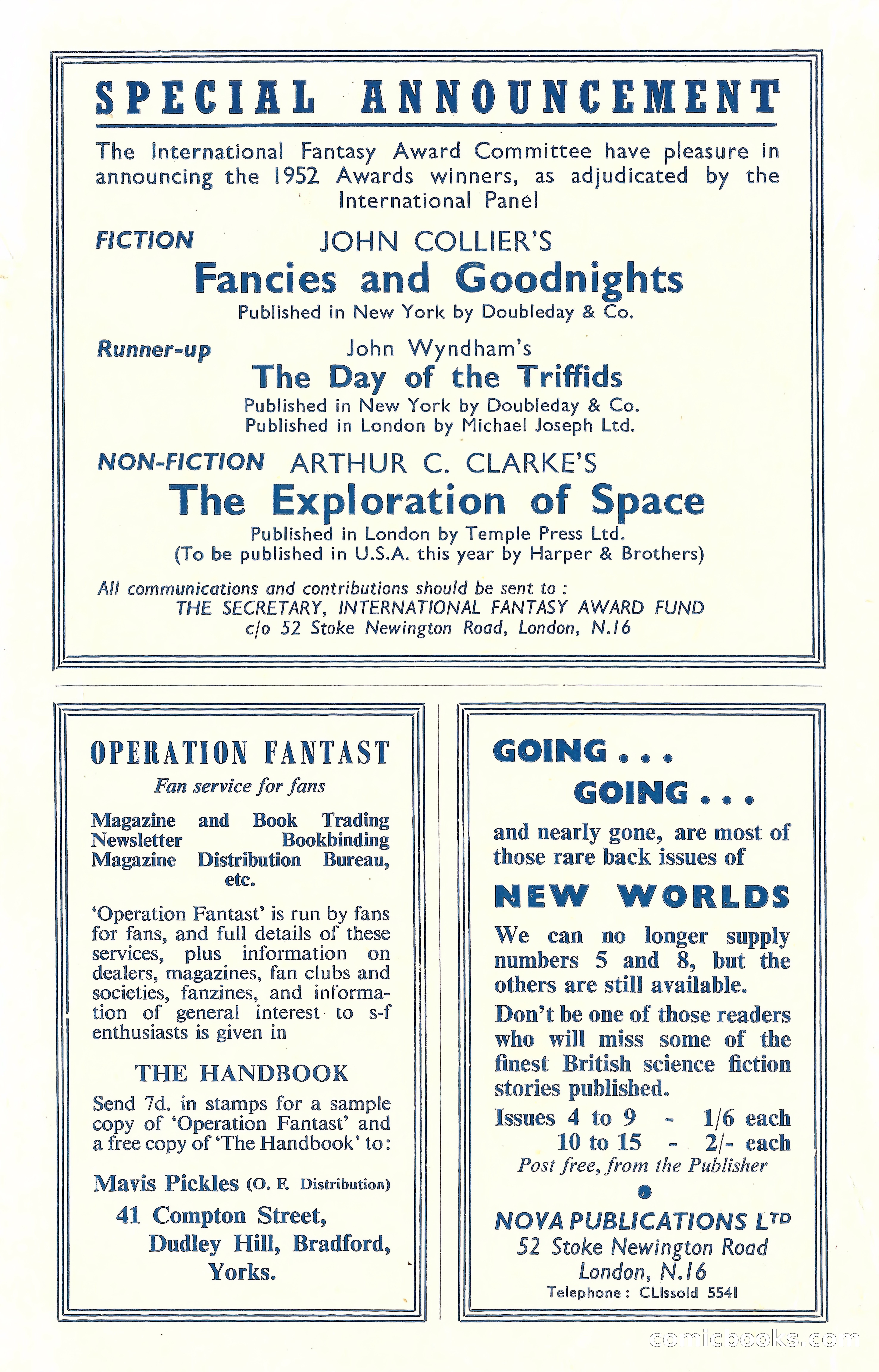 New Worlds #16, July 1952 — page 2 of 100