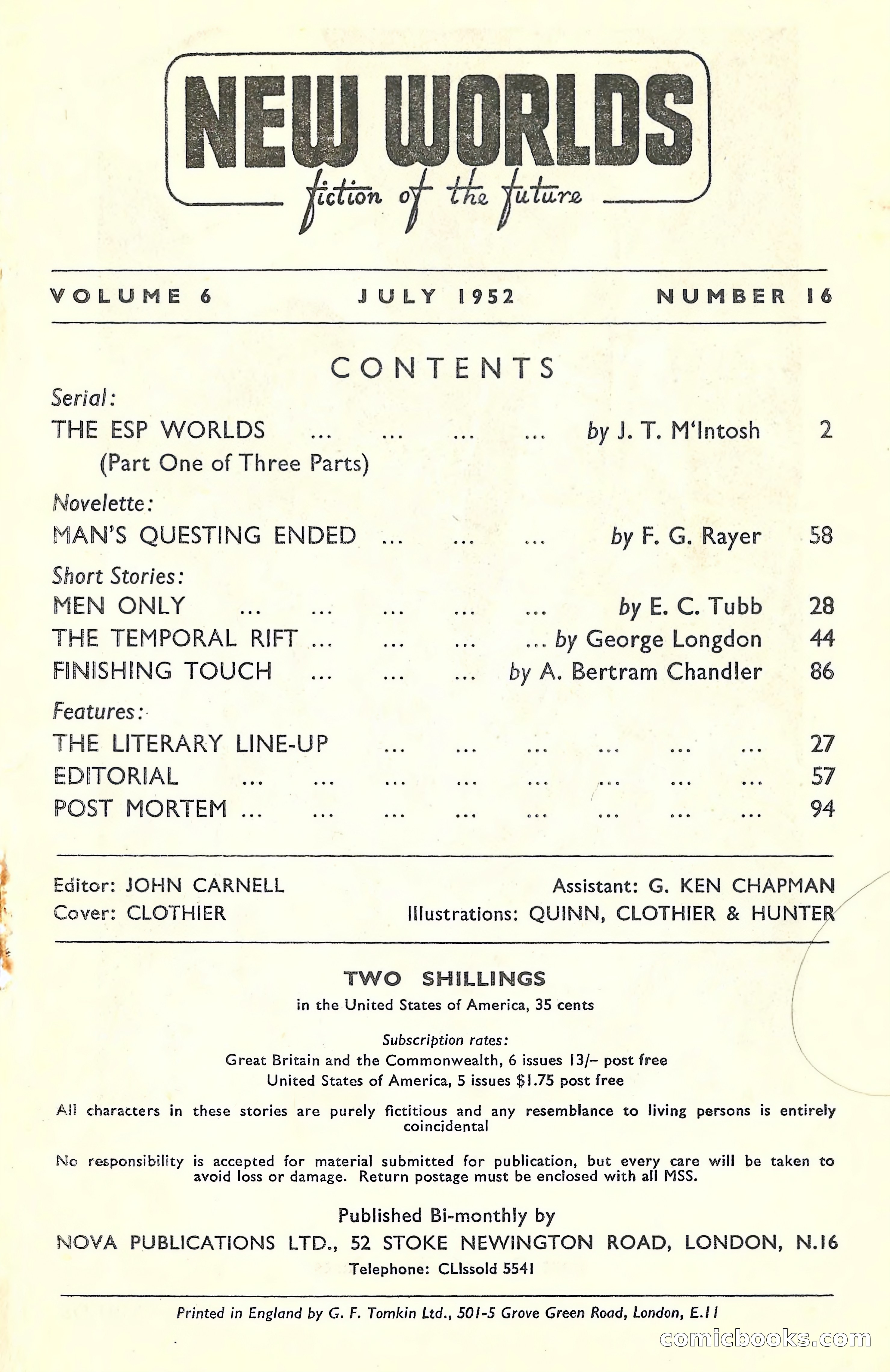 New Worlds #16, July 1952 — page 3 of 100