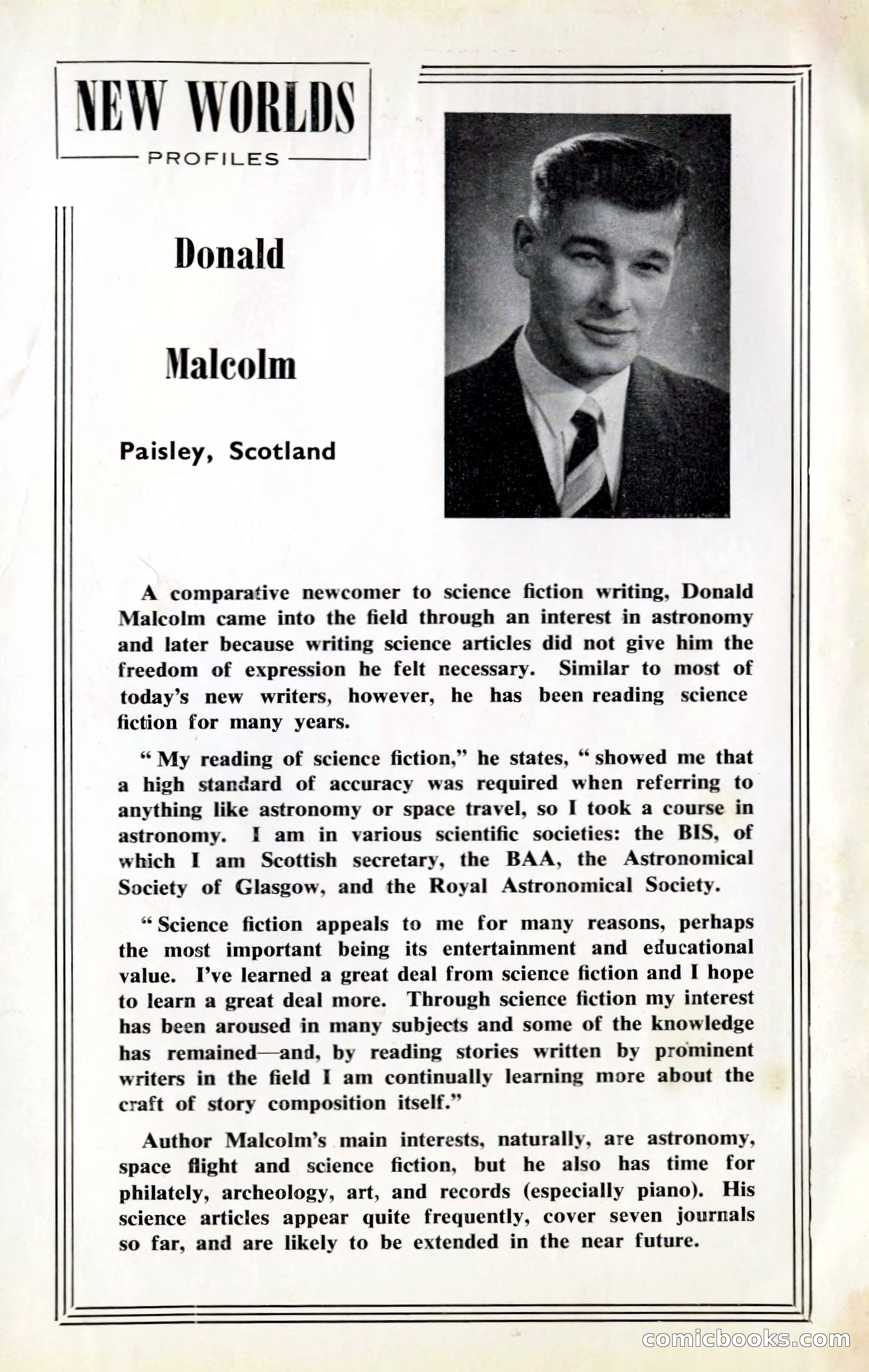 New Worlds Profile: Donald Malcolm — page 1 of 132