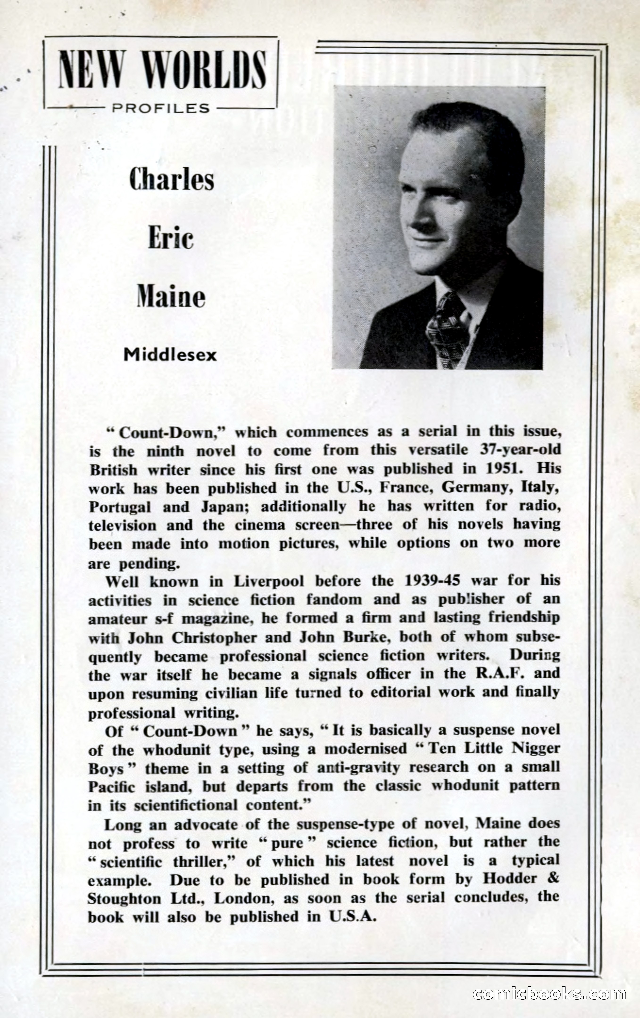 New Worlds Magazine Profile: Charles Eric Maine — page 1 of 132