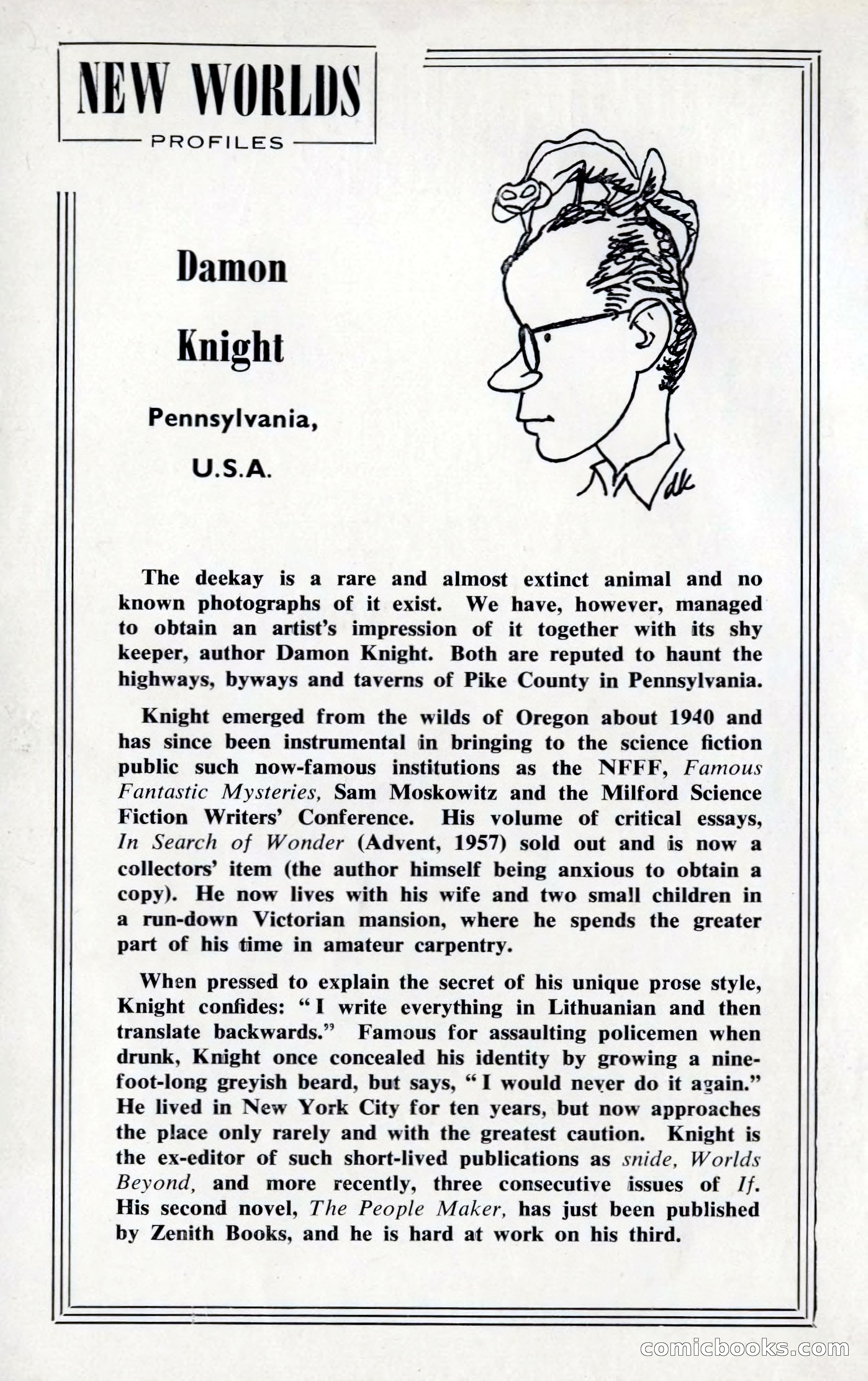 New Worlds Magazine Profile: Damon Knight — page 1 of 132