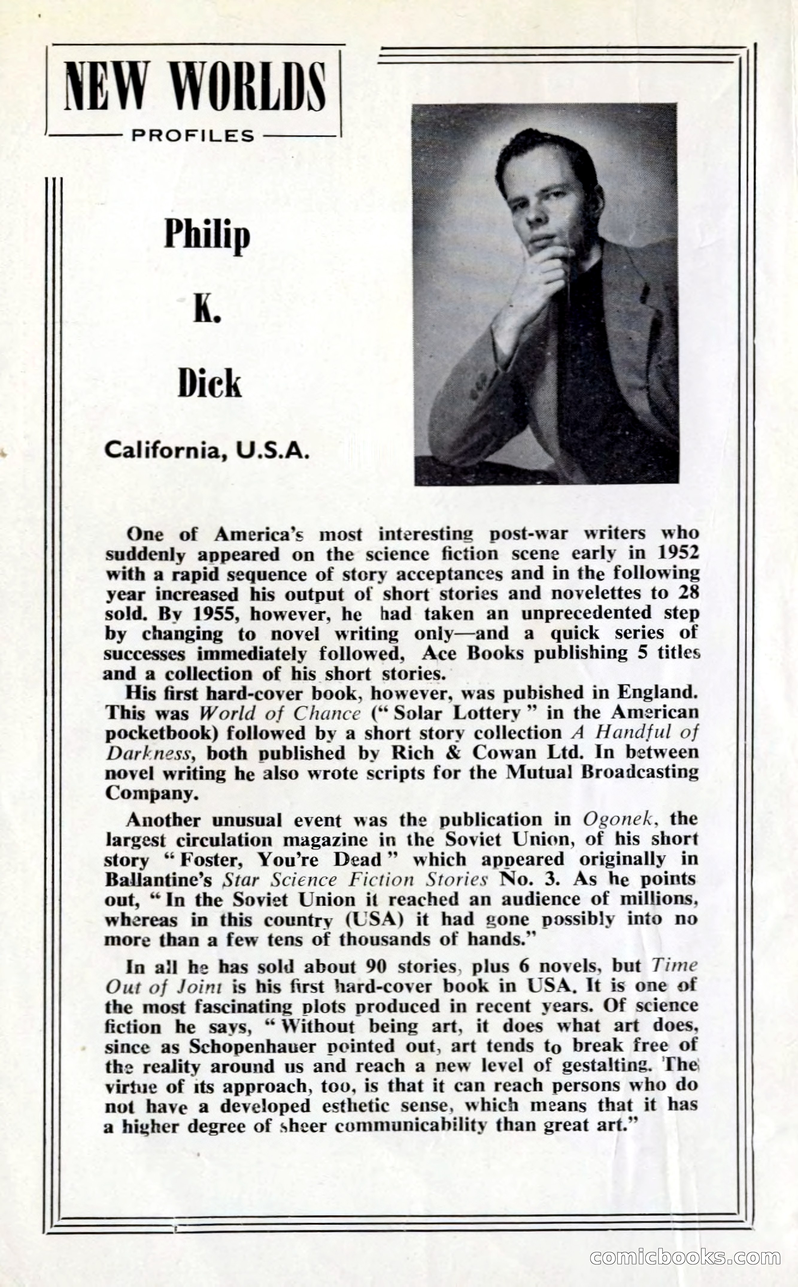 New Worlds Magazine Profile: Philip K. Dick — page 1 of 132