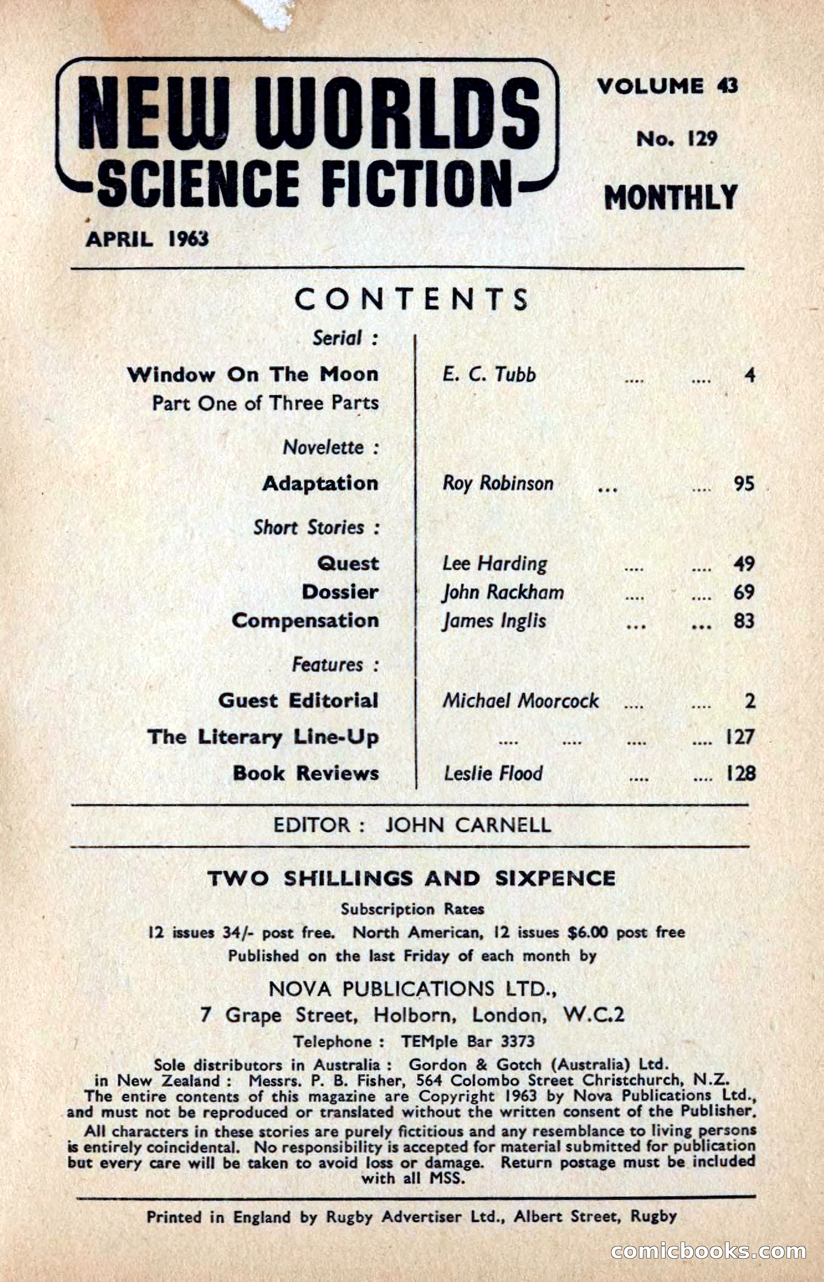 New Worlds #129, April 1963 — page 3 of 132