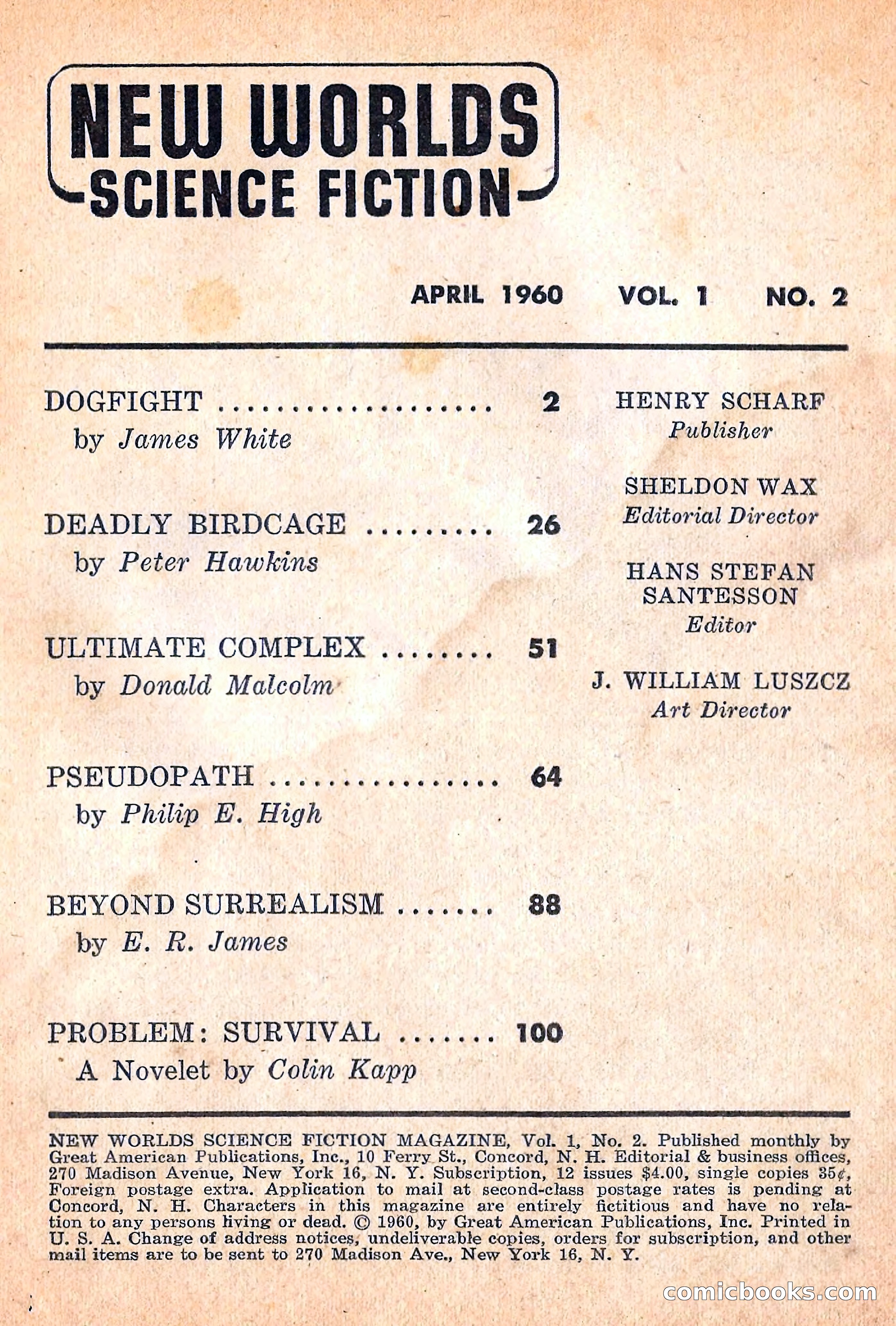 New Worlds Science Fiction, April 1960 — page 3 of 132